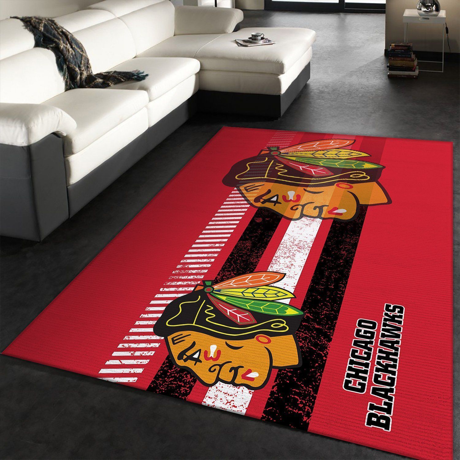 Chicago Blackhawks Nhl Team Logo Rug Room Carpet Custom Area Floor Home Decor - Indoor Outdoor Rugs