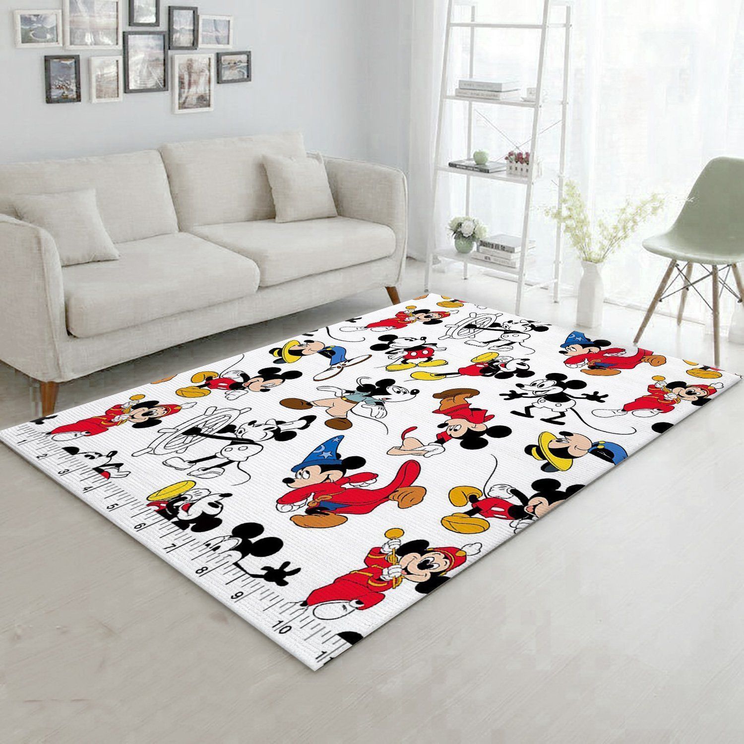 Disney Mickey Mouse Cotton Fabric Mickeyrs Area Rug Carpet, Bedroom, Floor Decor - Indoor Outdoor Rugs