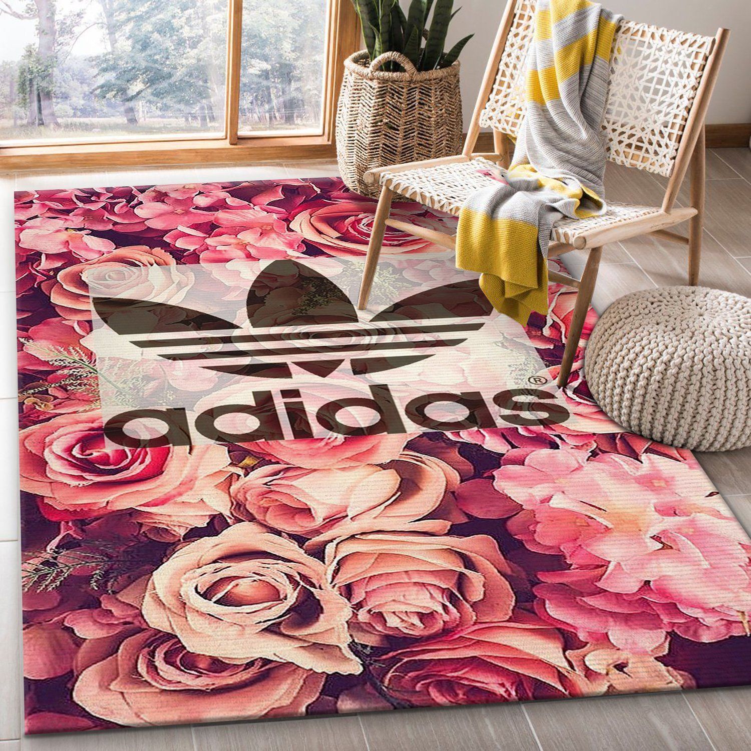 Adidas Area Rug For Christmas Fashion Brand Rug Living Room Rug Family Gift US Decor - Indoor Outdoor Rugs