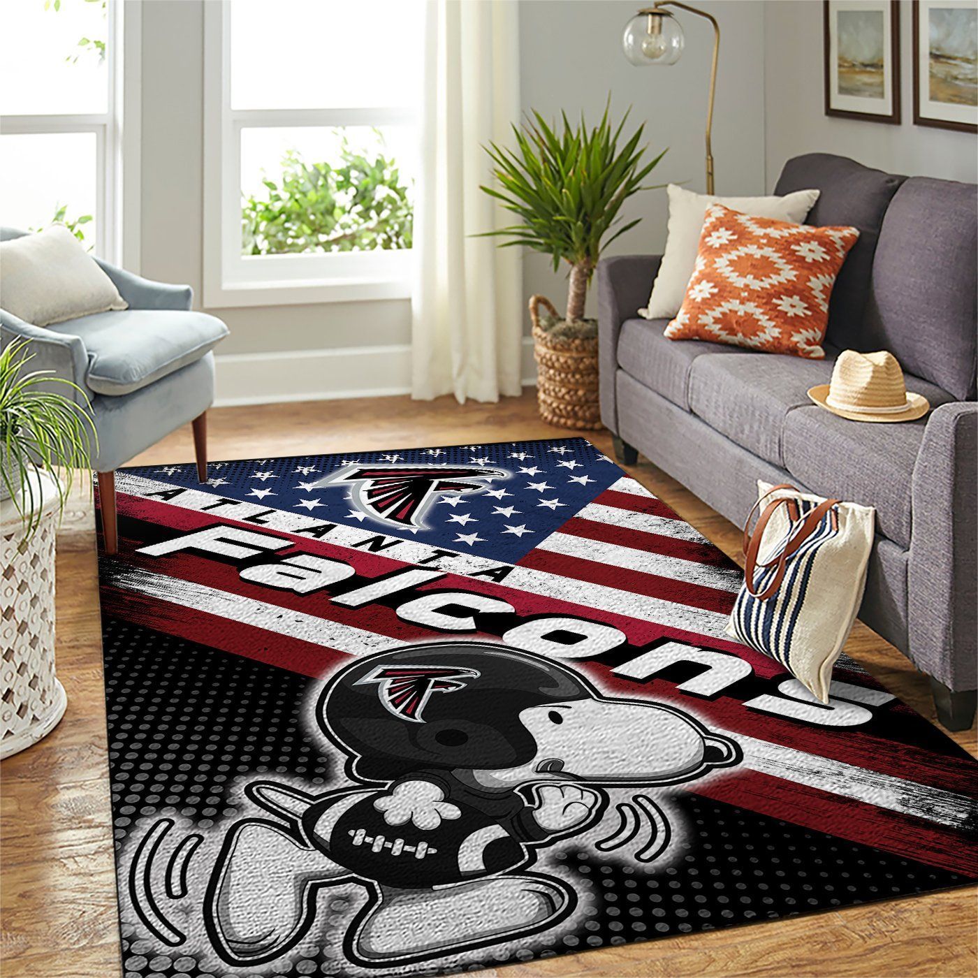 Atlanta Falcons Nfl Team Logo Snoopy Us Style Nice Gift Home Decor Rectangle Area Rug - Indoor Outdoor Rugs