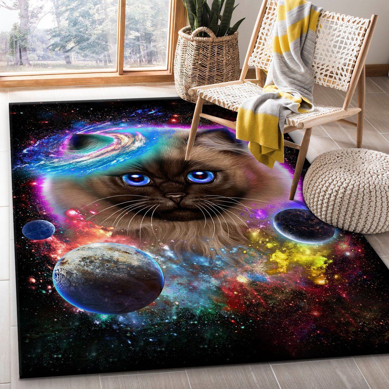 Cat In Galaxy Space Cosmos Area Rug For Christmas Living Room Rug Home Decor Floor Decor - Indoor Outdoor Rugs