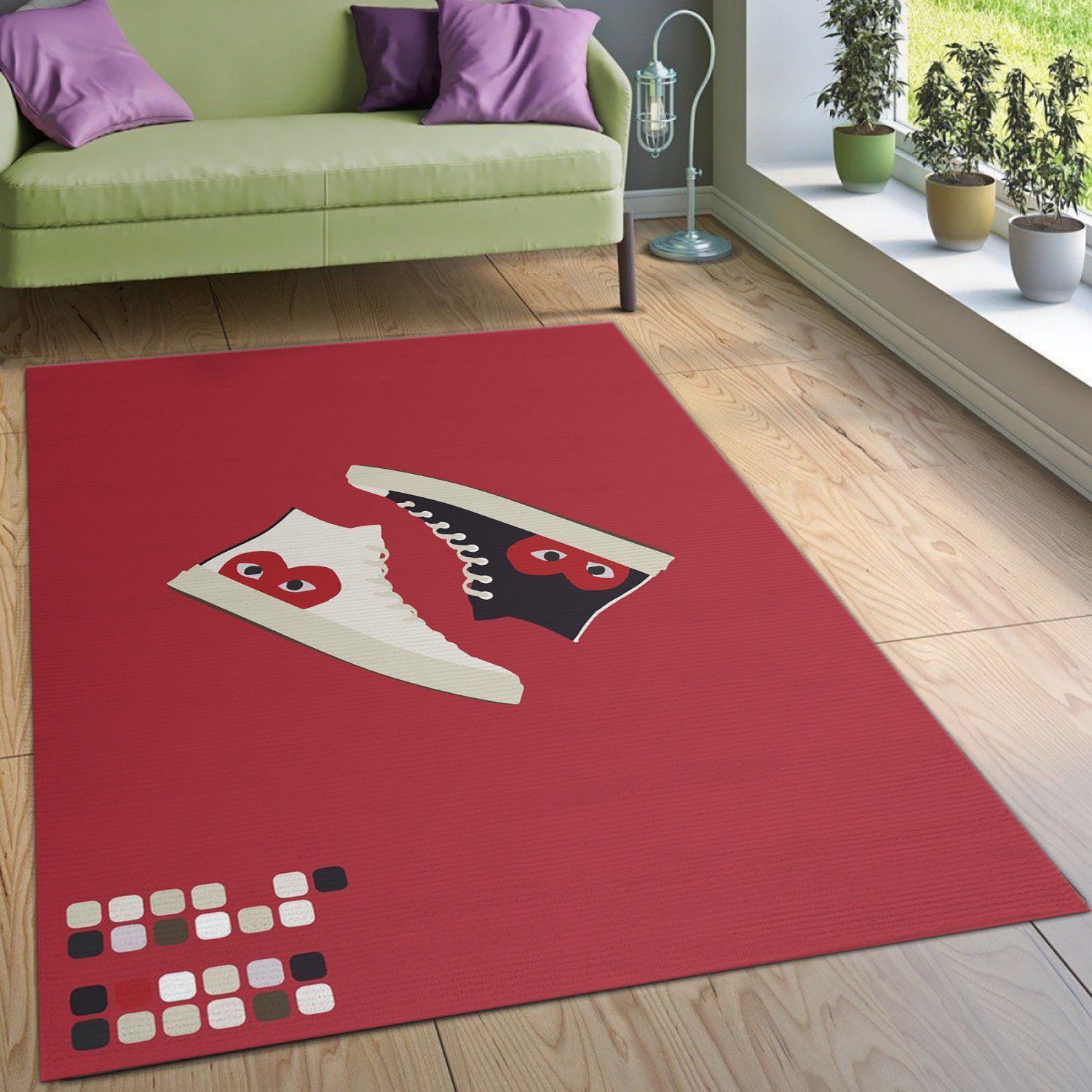 Comme Des Garcons Converse Rug Bedroom Rug US Gift Decor - Indoor Outdoor Rugs