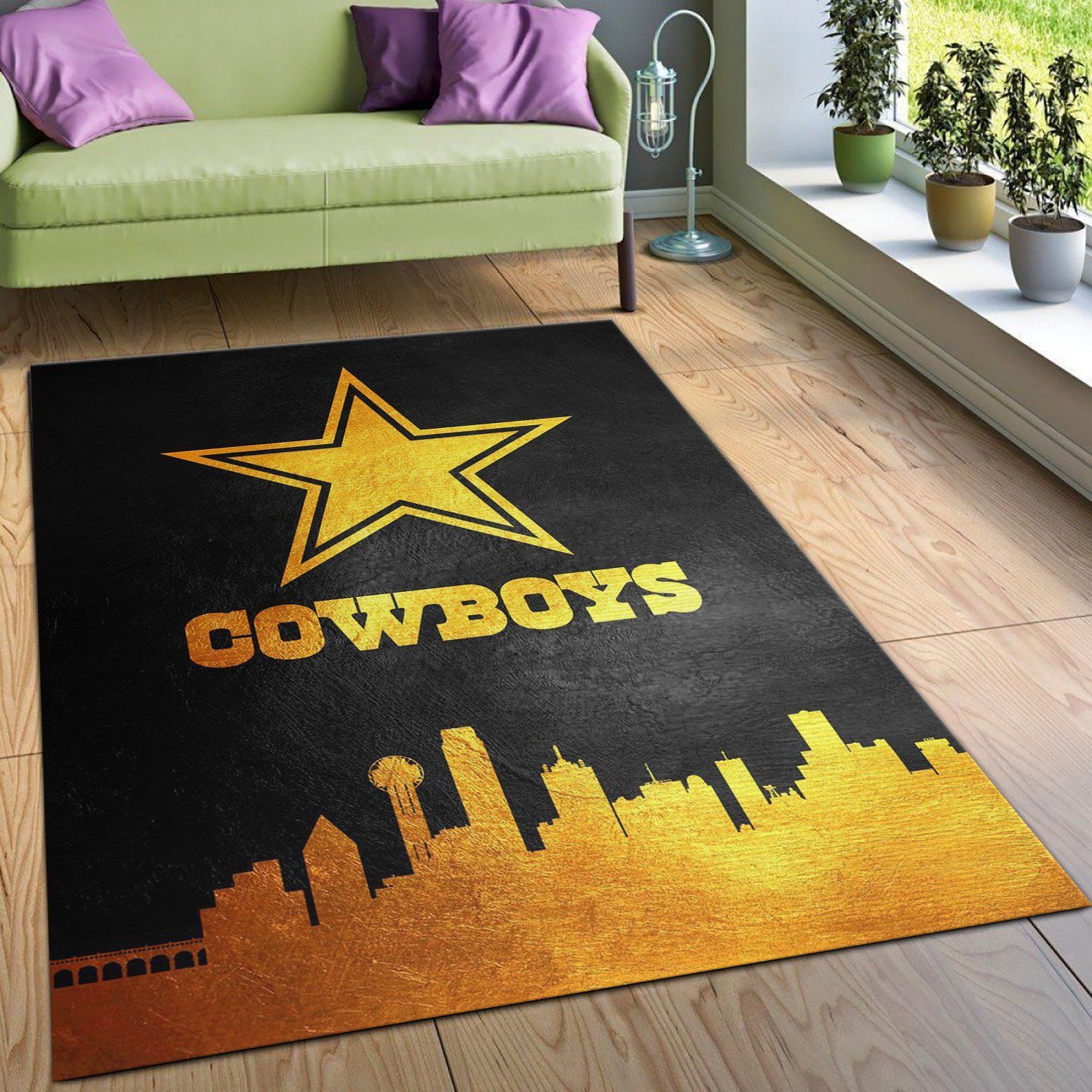 Dallas Cowboys Skyline NFL Area Rug, Kitchen Rug, Family Gift US Decor - Indoor Outdoor Rugs