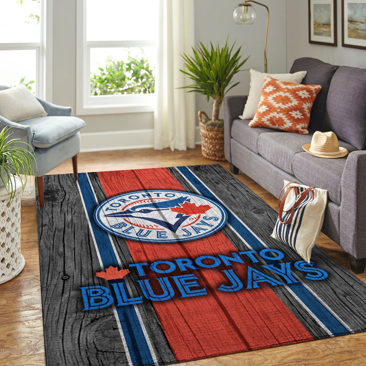 Toronto Blue Jays Mlb Team Logo Wooden Style Style Nice Gift Home Decor Rectangle Area Rug - Indoor Outdoor Rugs