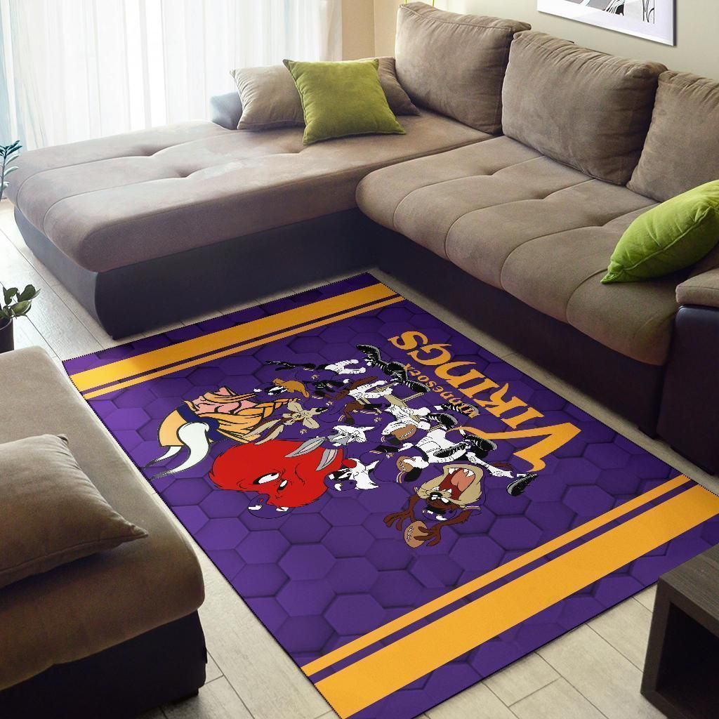 Loony Tunes Vikings Team Rug Area Football Carpet Fan 2 - Indoor Outdoor Rugs