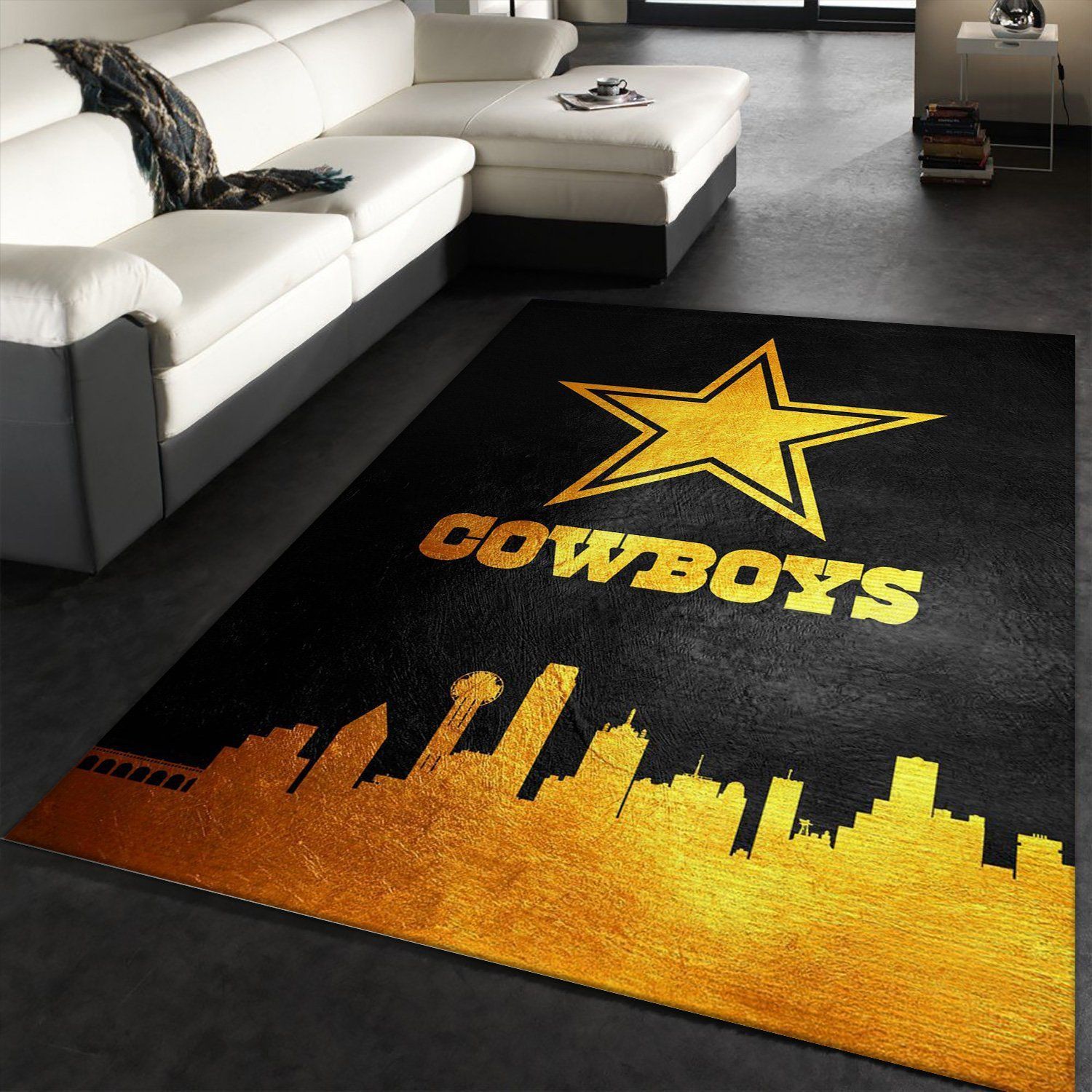 Dallas Cowboys Skyline NFL Area Rug, Kitchen Rug, Family Gift US Decor - Indoor Outdoor Rugs