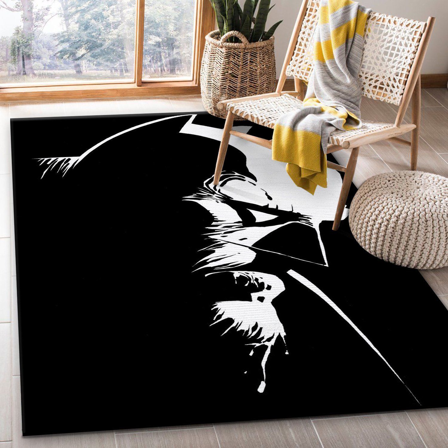 Black And White Bat Area Rug, Kitchen Rug, Home US Decor - Indoor Outdoor Rugs