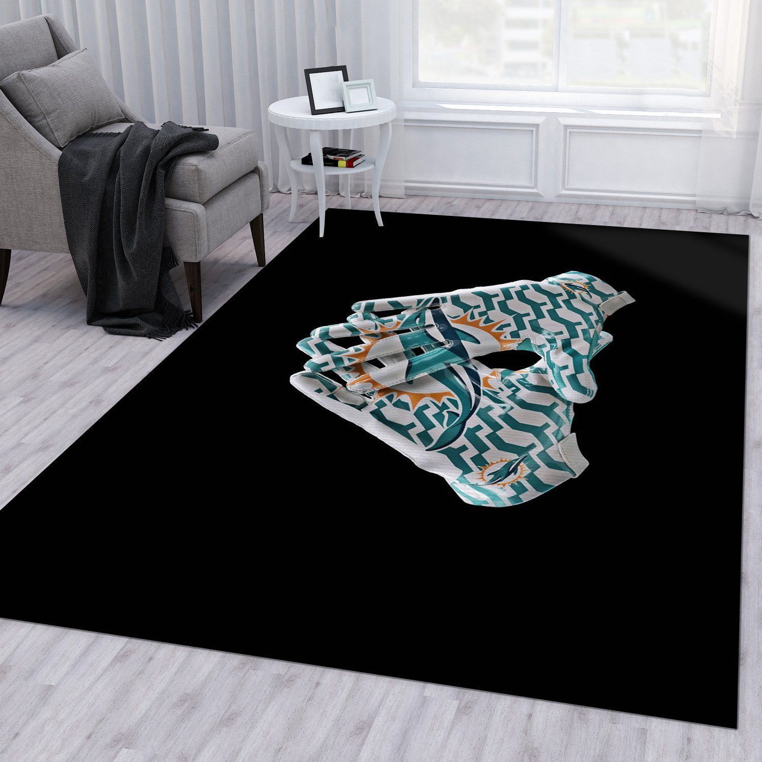 Dolphins Gloves NFL Area Rug For Christmas Living Room Rug Home Decor Floor Decor - Indoor Outdoor Rugs