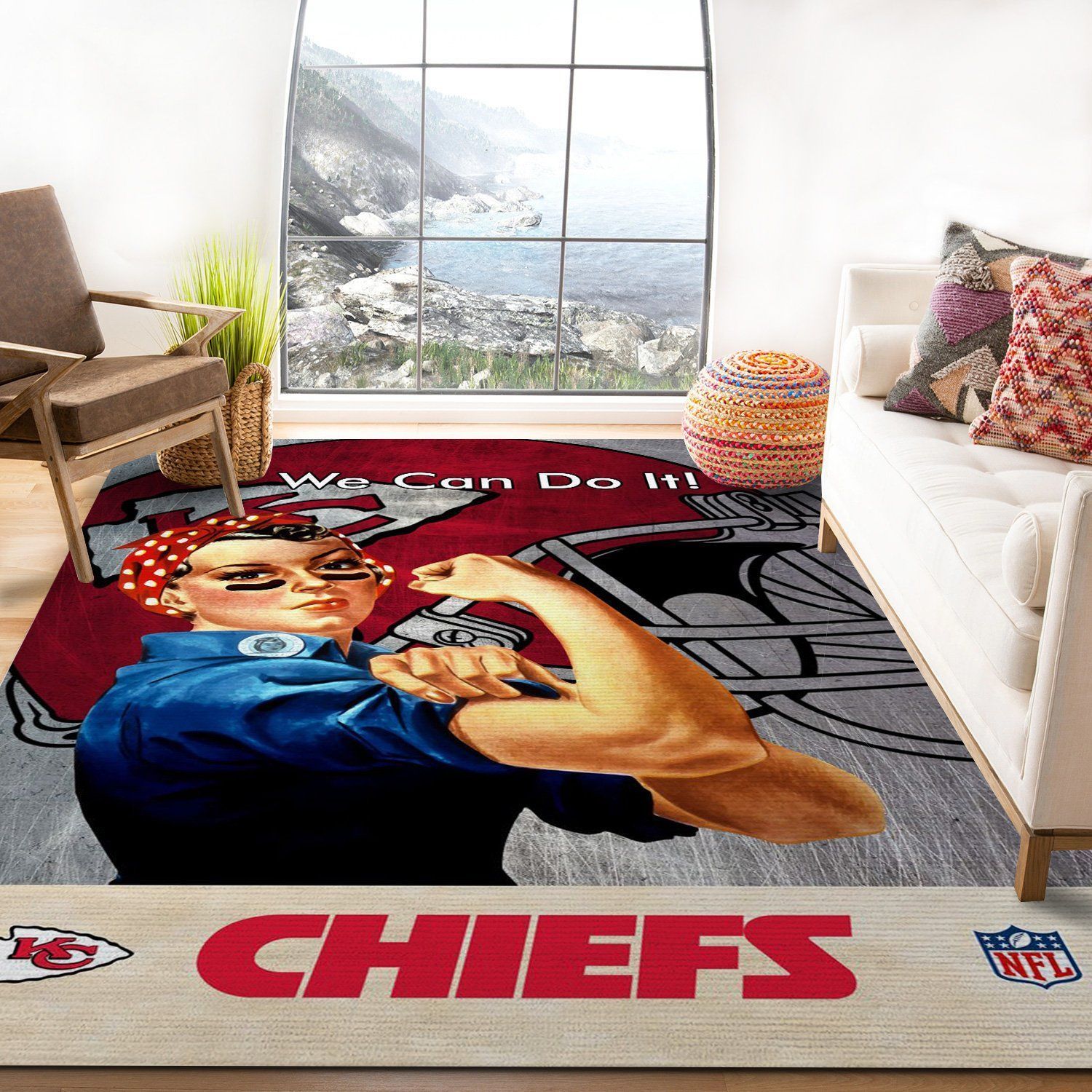 Kansas City Chiefs Nfl Logo Area Rug For Gift Living Room Rug Home Decor Floor Decor - Indoor Outdoor Rugs