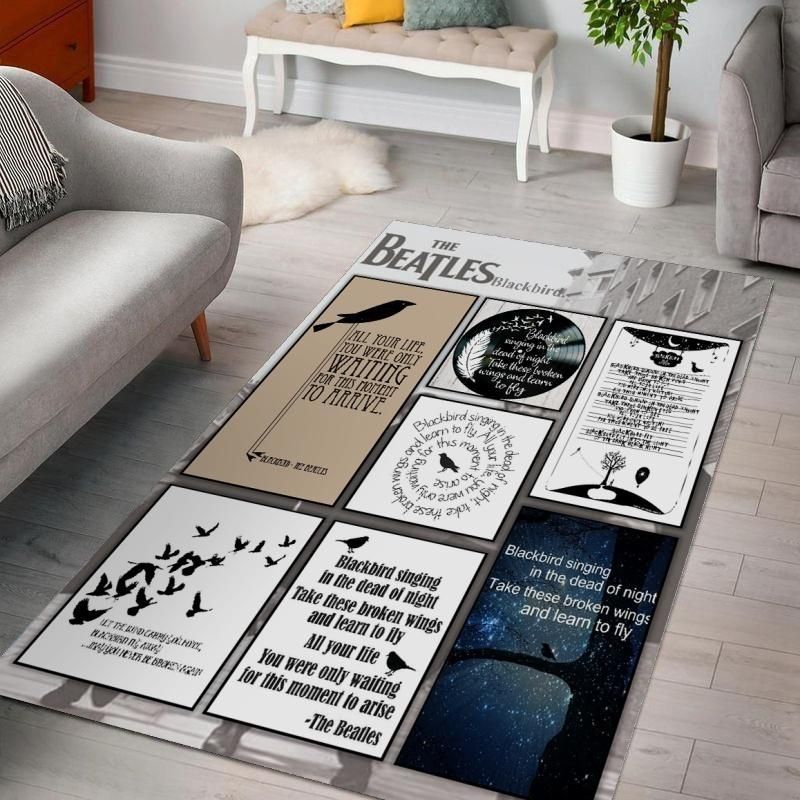 The Beatles Blackbird Singing Living Rooms Area Rug Carpet,  Bedroom,  US Gift Decor - Indoor Outdoor Rugs