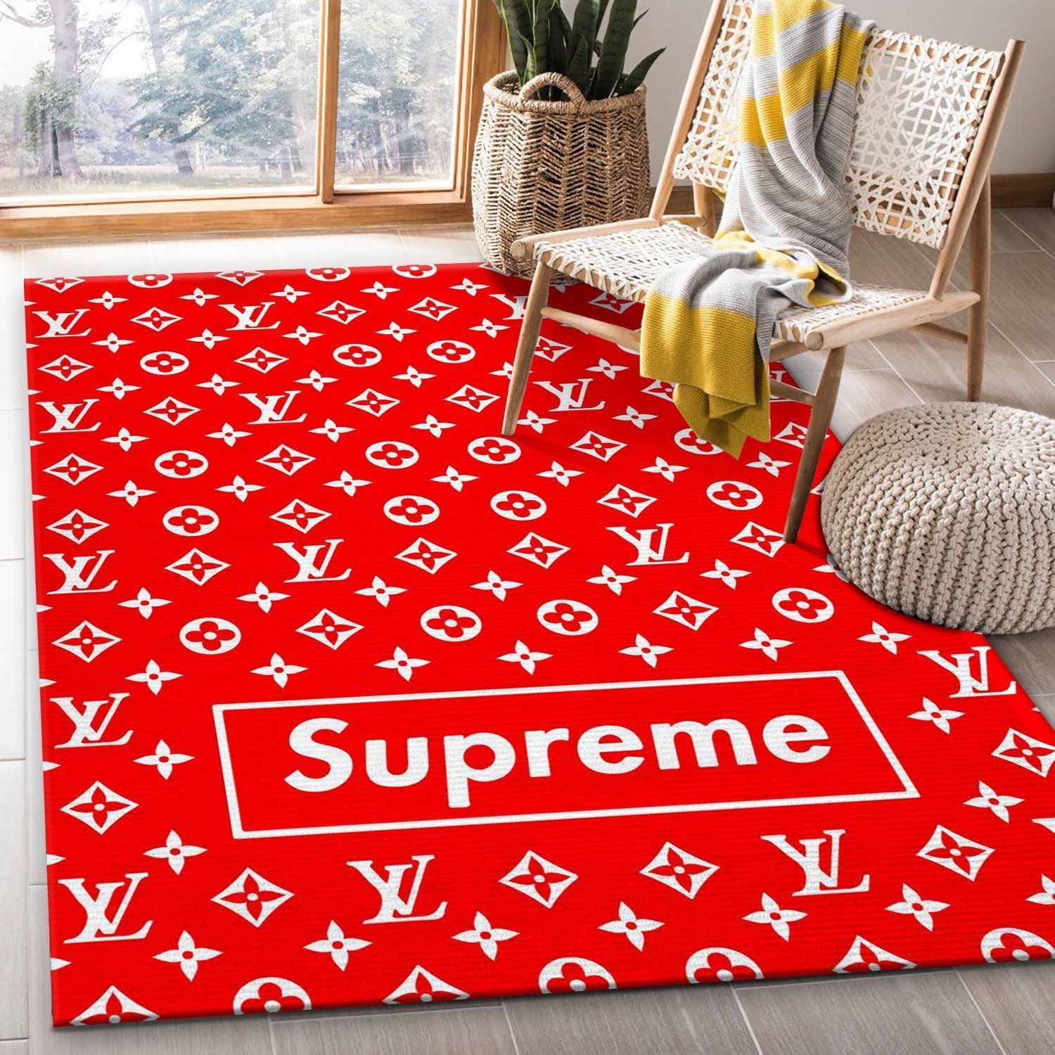 Supreme Lv Red Area Rug Living Room Rug Christmas Gift US Decor - Indoor Outdoor Rugs