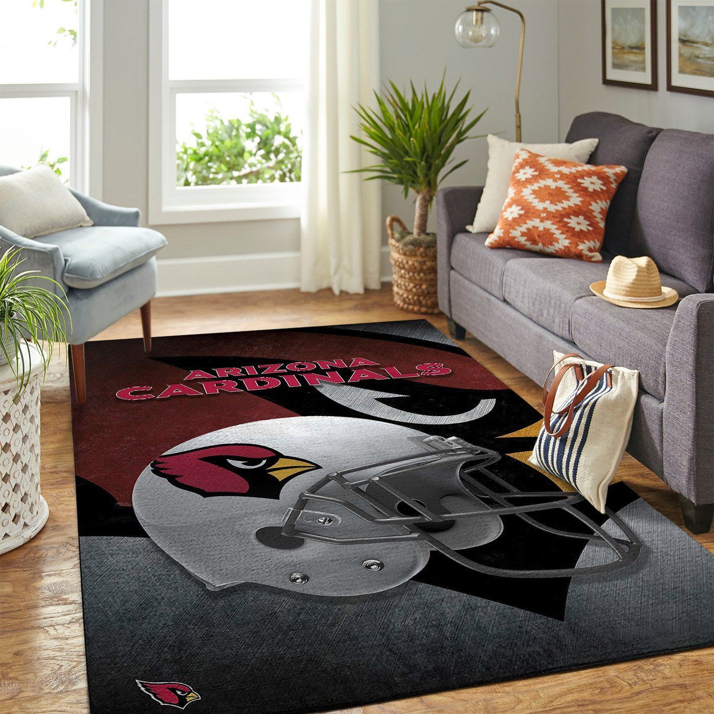 Arizona Cardinals Nfl Team Logo Helmet Style Nice Gift Home Decor Rectangle Area Rug - Indoor Outdoor Rugs