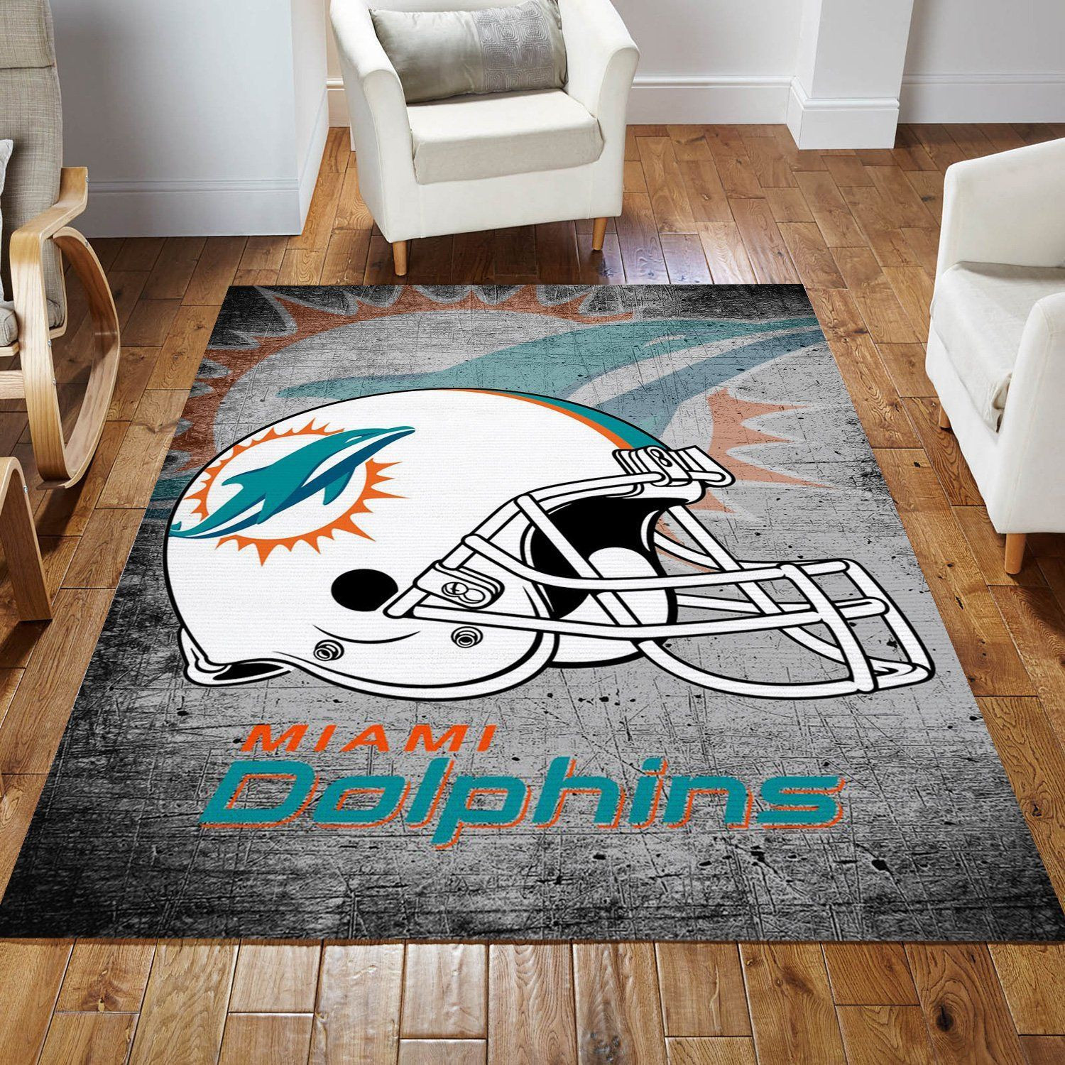 Miami Dolphins Football Nfl Area Rug Bedroom Rug US Gift Decor - Indoor Outdoor Rugs