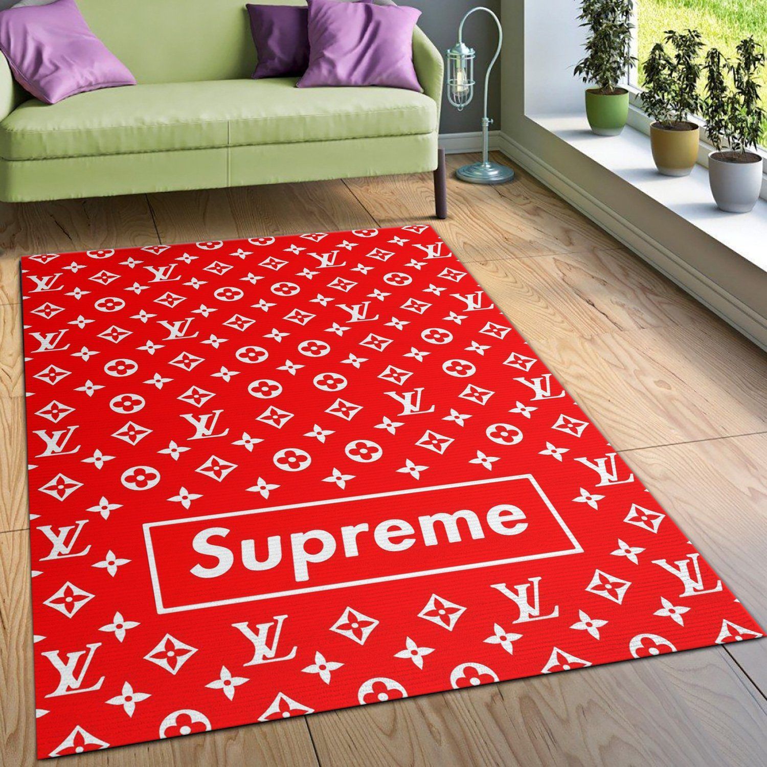 Supreme Lv Red Area Rug Living Room Rug Christmas Gift US Decor - Indoor Outdoor Rugs