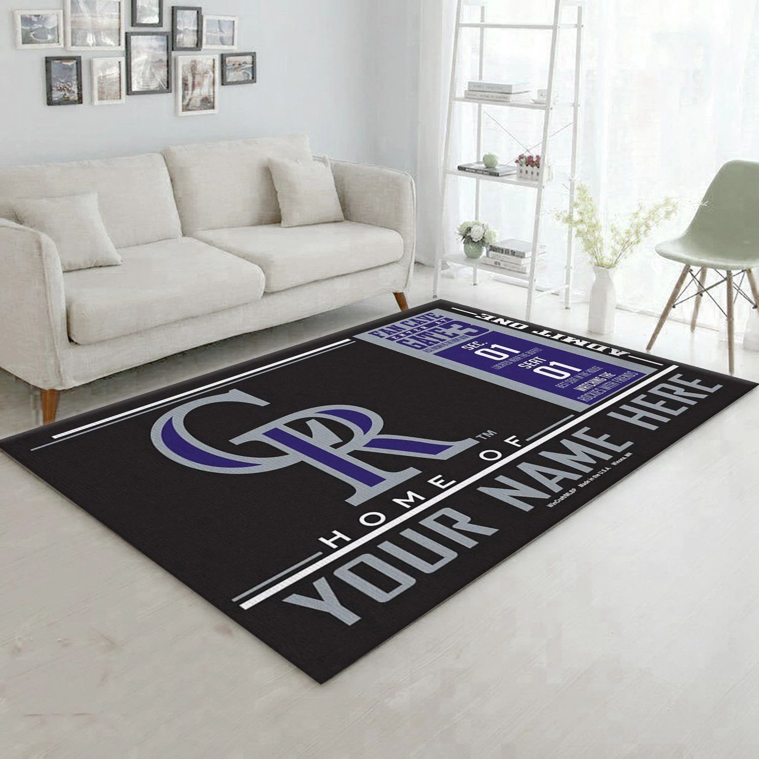 Customizable Colorado Rockies Wincraft Personalized Area Rug, Bedroom, Home US Decor - Indoor Outdoor Rugs