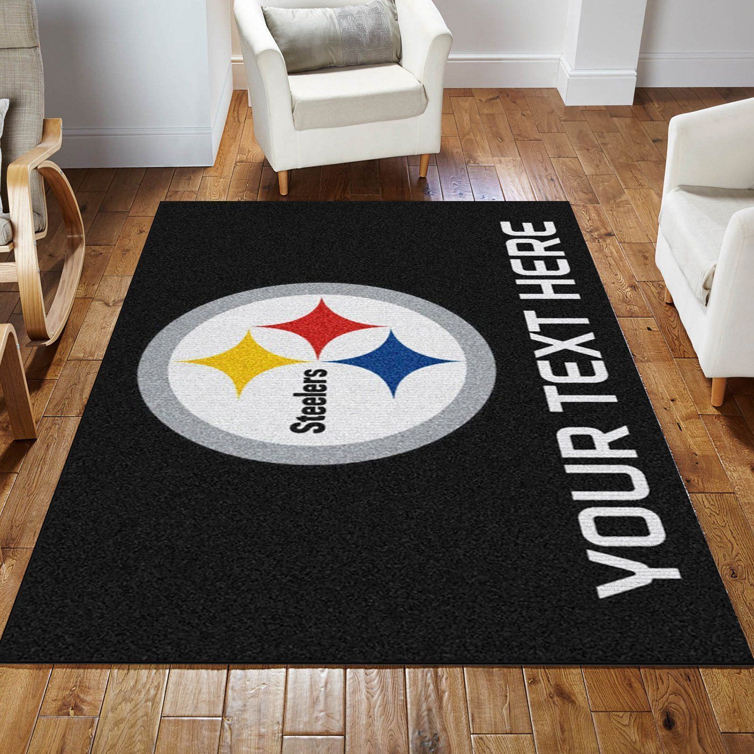 Customizable Pittsburgh Steelers Personalized Accent Rug NFL Area Rug For Christmas, Bedroom, Christmas Gift US Decor - Indoor Outdoor Rugs