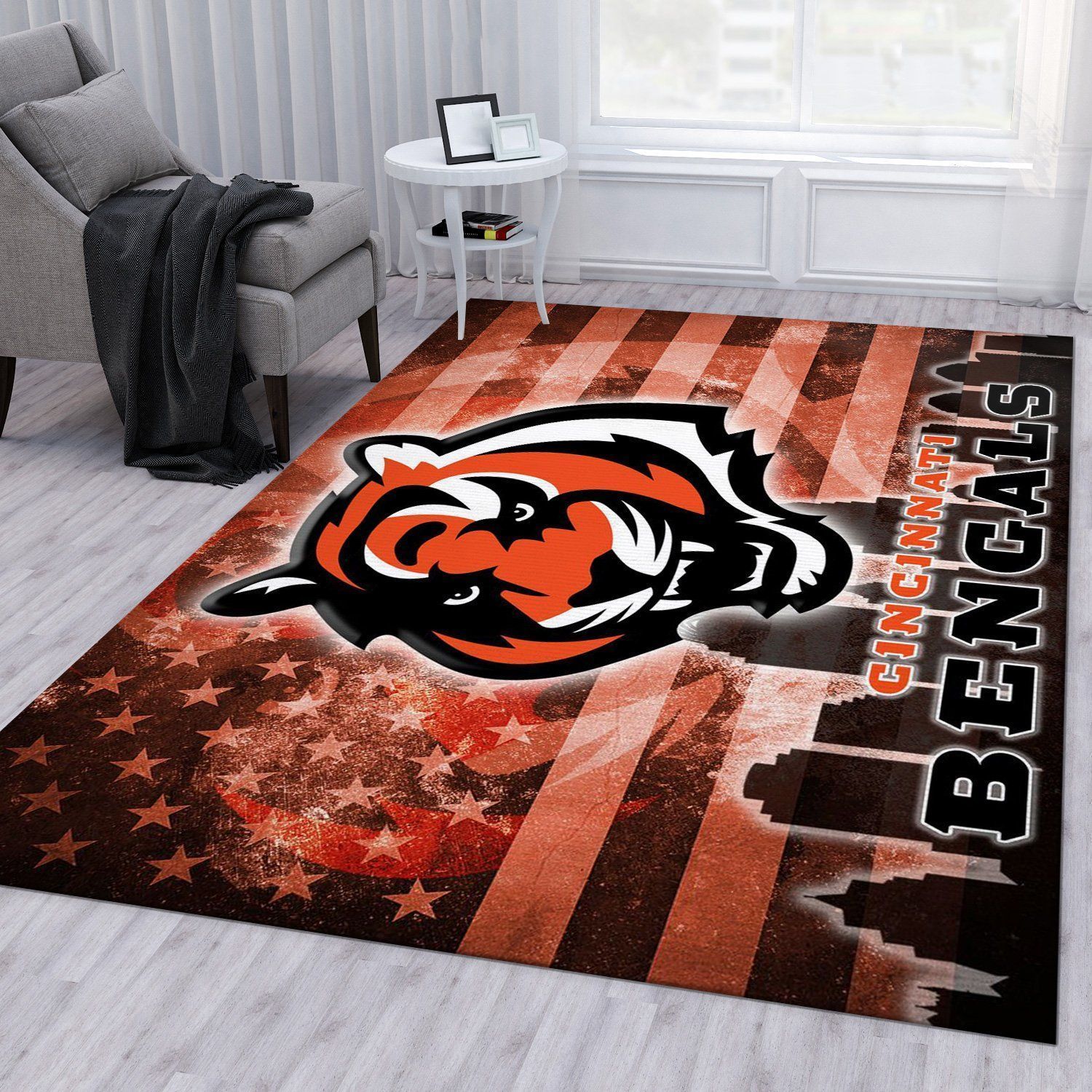 Cincinnati Bengals NFL Rug Bedroom Rug Christmas Gift US Decor - Indoor Outdoor Rugs