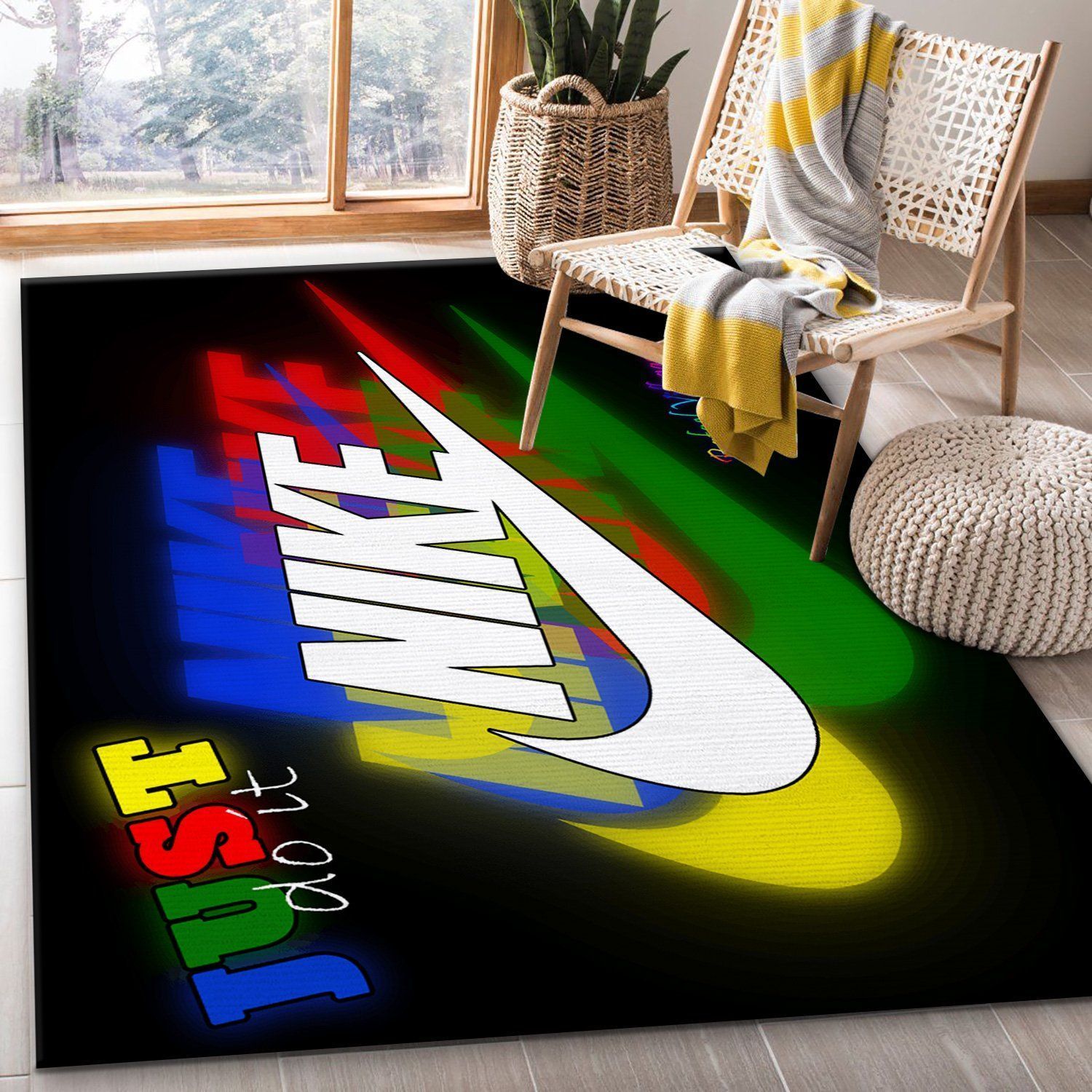 Nike Area Rug Bedroom Rug Family Gift US Decor - Indoor Outdoor Rugs