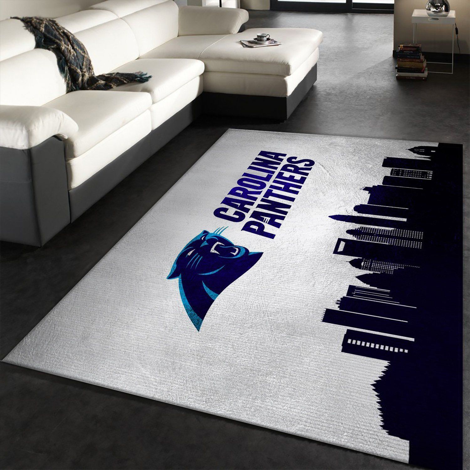 Carolina Panthers Skyline NFL Area Rug, Bedroom, Family Gift US Decor - Indoor Outdoor Rugs