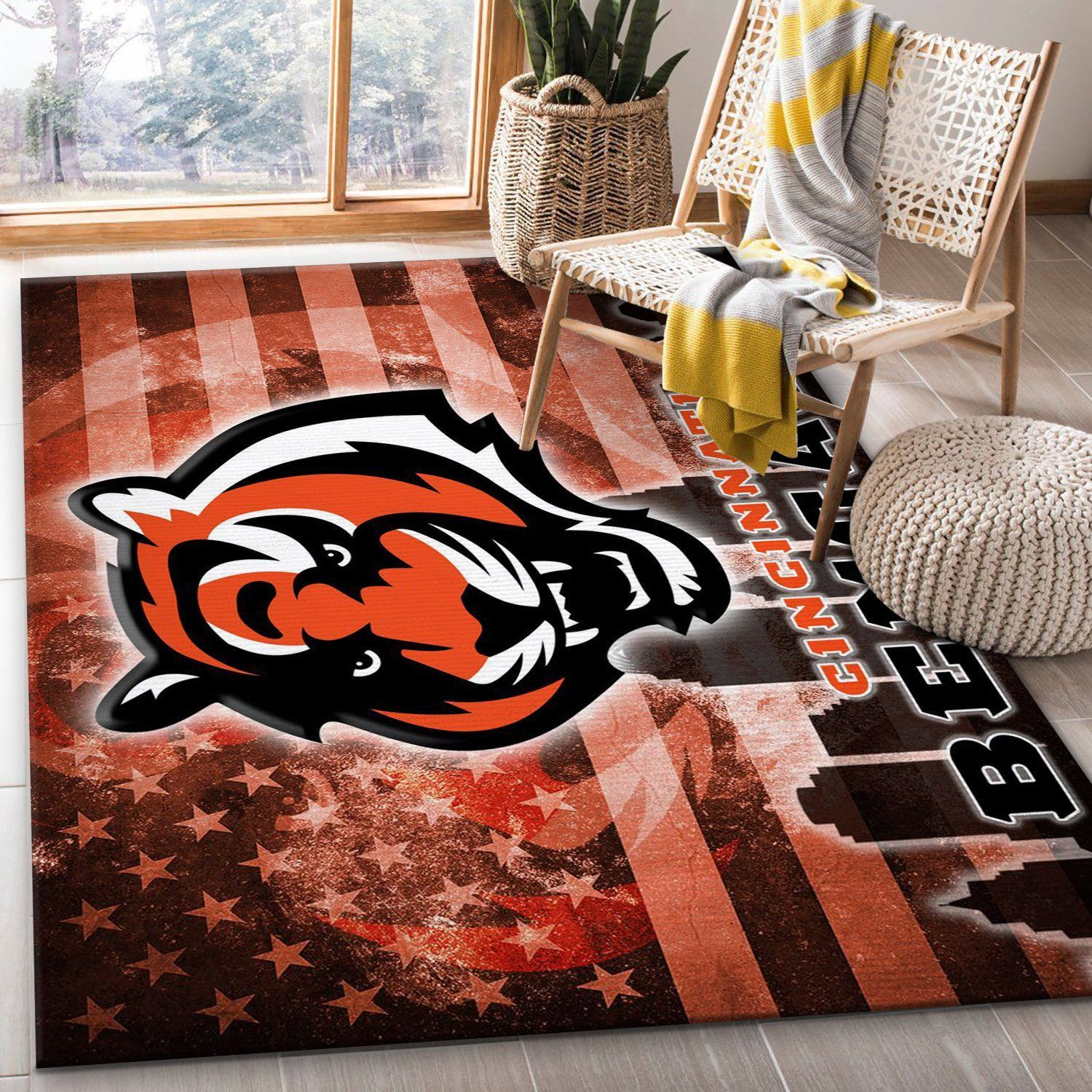 Cincinnati Bengals NFL Rug Bedroom Rug Christmas Gift US Decor - Indoor Outdoor Rugs