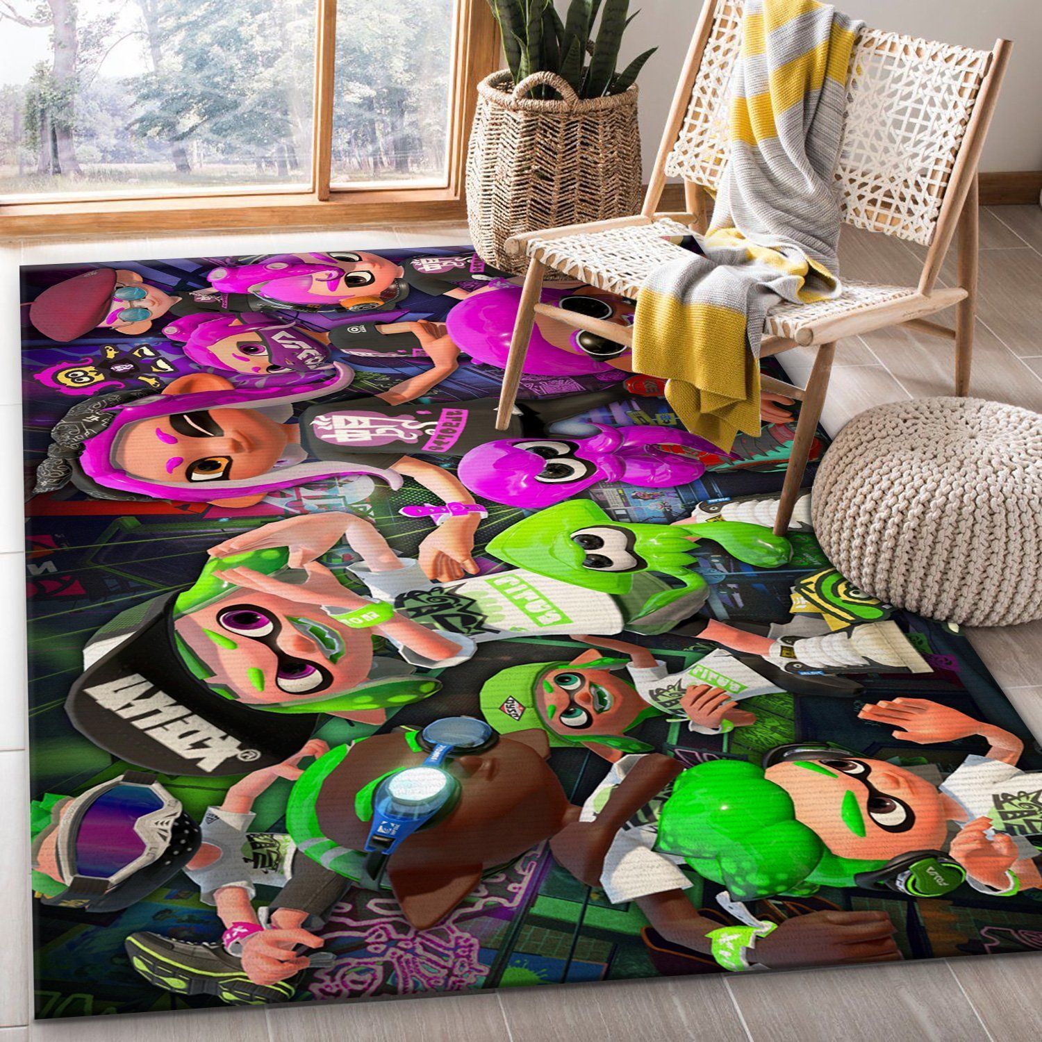 The New Splatoon 2 Splatfest Area Rug Bedroom Rug Home US Decor - Indoor Outdoor Rugs