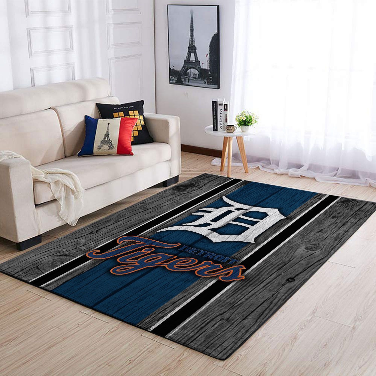 Detroit Tigers Mlb Team Logo Wooden Style Style Nice Gift Home Decor Rectangle Area Rug - Indoor Outdoor Rugs