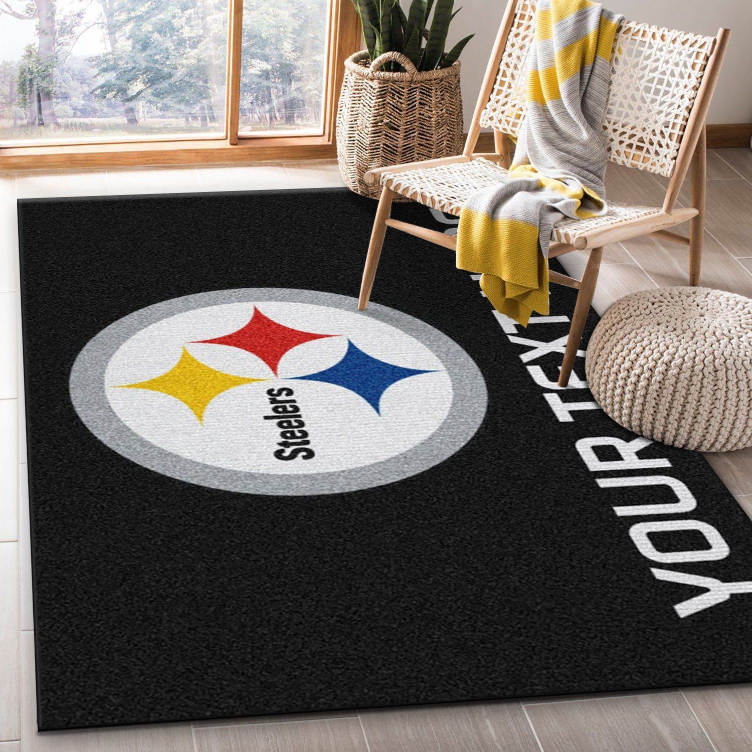 Customizable Pittsburgh Steelers Personalized Accent Rug NFL Area Rug For Christmas, Bedroom, Christmas Gift US Decor - Indoor Outdoor Rugs