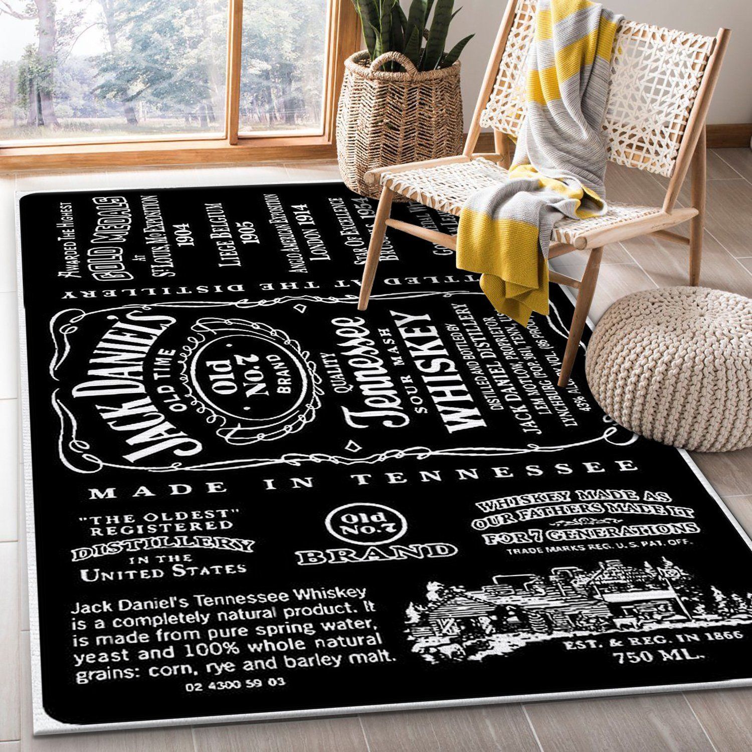 Jack Daniels Poster Area Rug Floor Decor - Indoor Outdoor Rugs