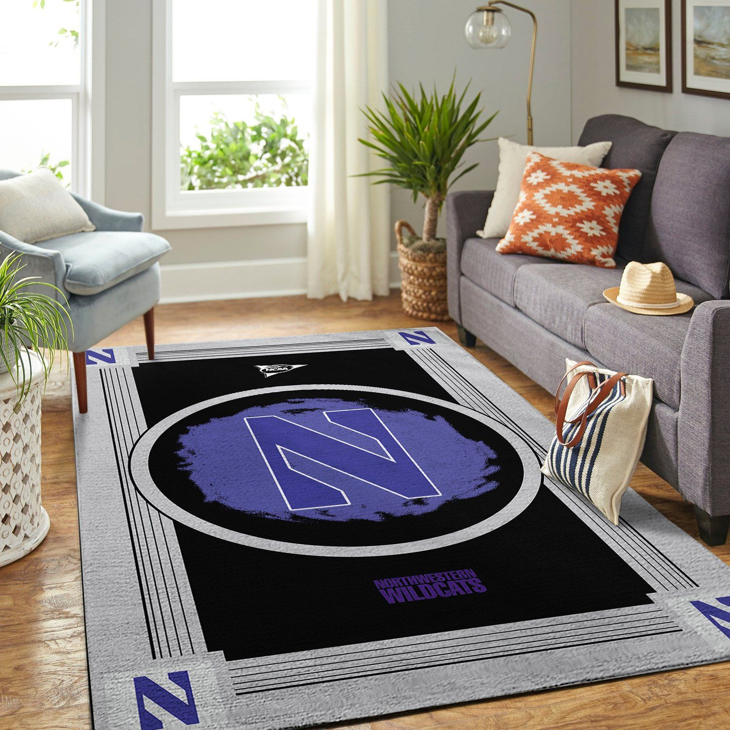 Northwestern Wildcats Ncaa Team Logo Nice Gift Home Decor Rectangle Area Rug - Indoor Outdoor Rugs