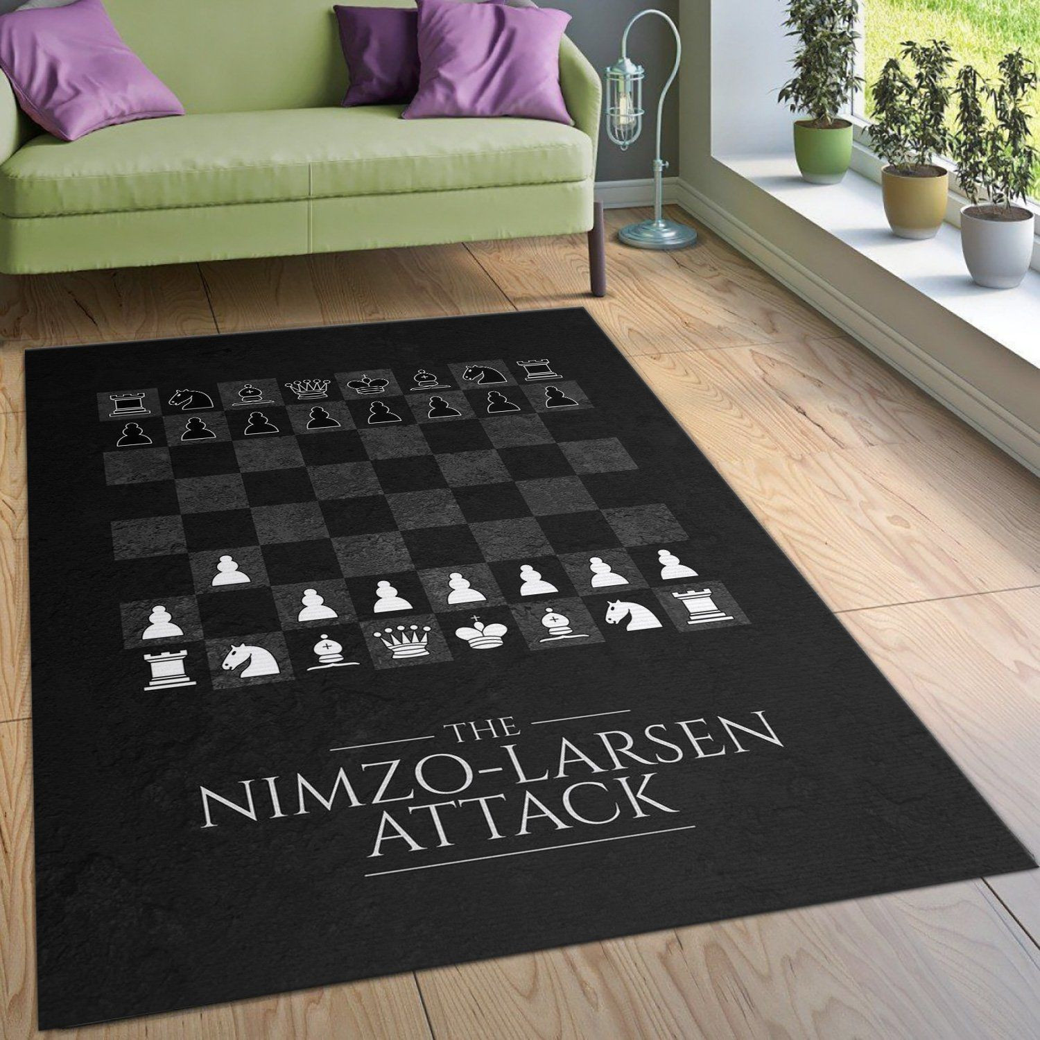 Nimzo Larsen Attack Chess Area Rug Bedroom Rug US Gift Decor - Indoor Outdoor Rugs