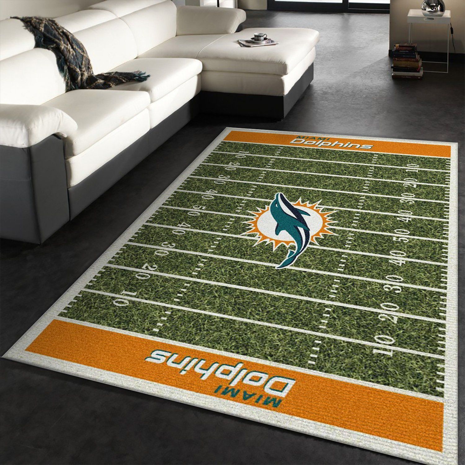 Miami Dolphins Imperial Homefield Rug NFL Area Rug, Living room and bedroom Rug, Family Gift US Decor - Indoor Outdoor Rugs