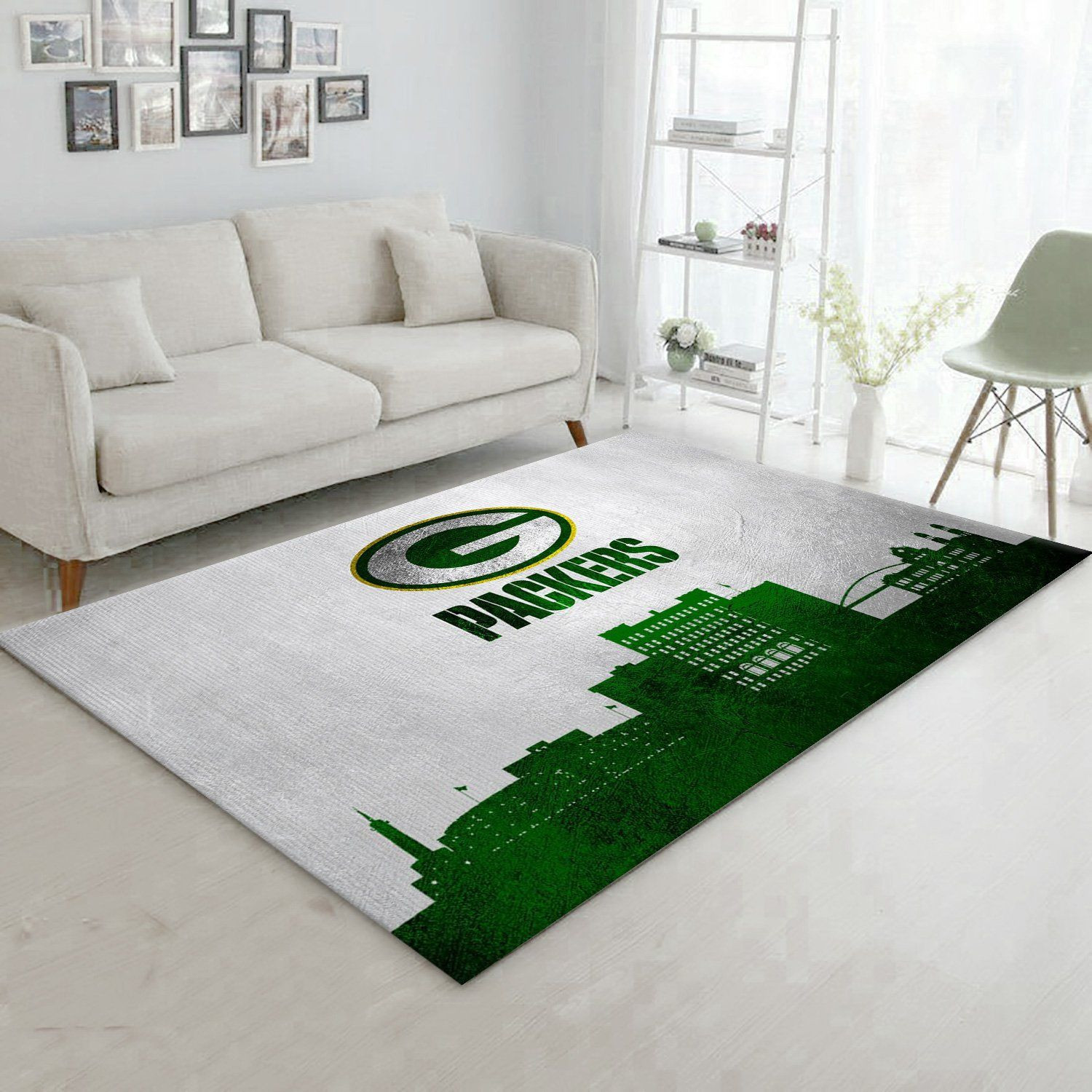 Green Bay Packers Skyline NFL Area Rug, Bedroom, Family Gift US Decor - Indoor Outdoor Rugs