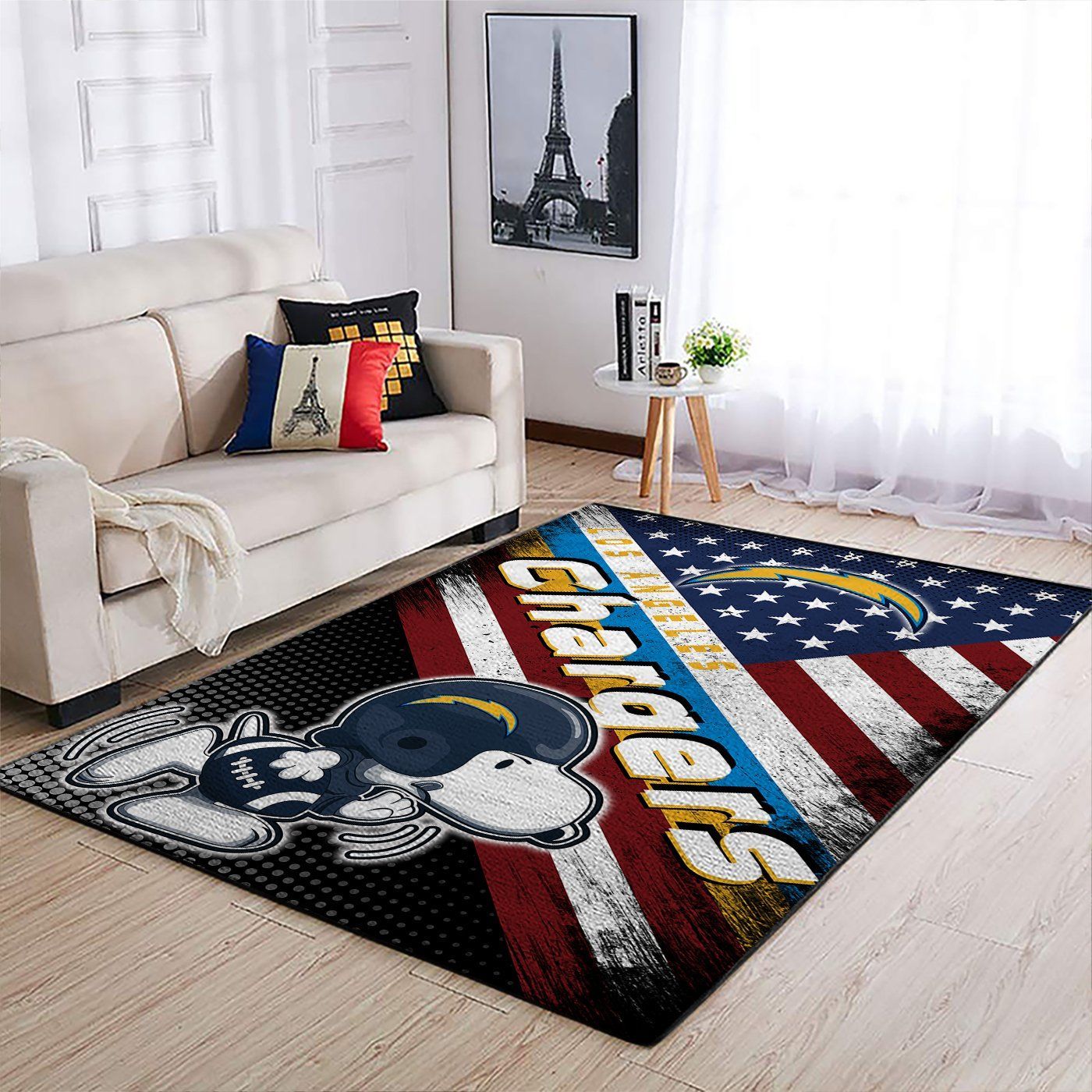 Los Angeles Chargers Nfl Team Logo Snoopy Us Style Nice Gift Home Decor Rectangle Area Rug - Indoor Outdoor Rugs