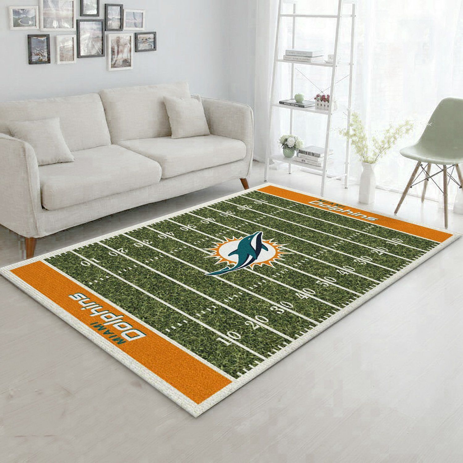 Miami Dolphins Imperial Homefield Rug NFL Area Rug, Living room and bedroom Rug, Family Gift US Decor - Indoor Outdoor Rugs