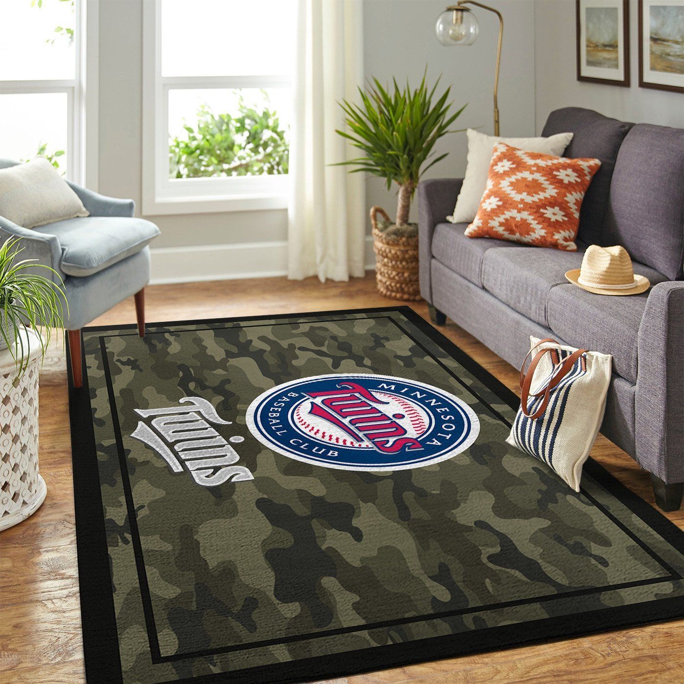 Minnesota Twins Mlb Team Logo Camo Style Nice Gift Home Decor Rectangle Area Rug - Indoor Outdoor Rugs