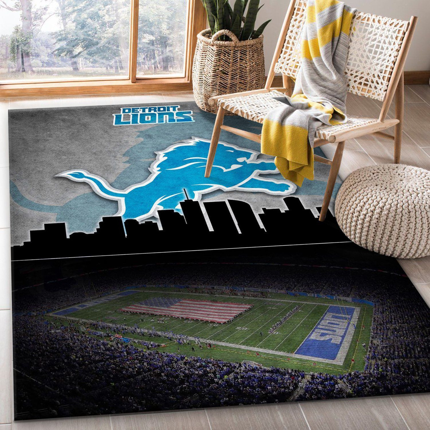 Detroit Lions NFL Rug Bedroom Rug US Gift Decor - Indoor Outdoor Rugs