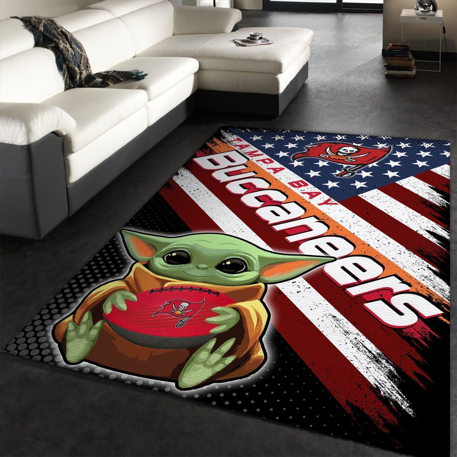 Tampa Bay Buccaneers NFL Team Logo Baby Yoda Us Style Nice Gift Home Decor Rectangle Area Rug RER F4A9 - Indoor Outdoor Rugs