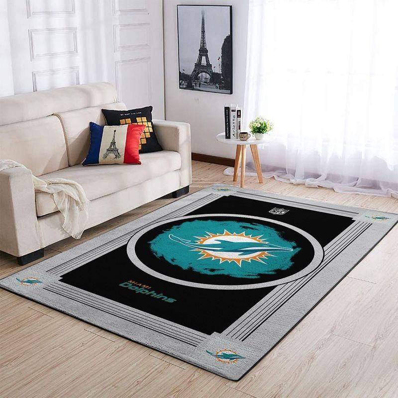 Miami Dolphins Nfl Logo Style Rug Room Carpet Custom Area Floor Home Decor - Indoor Outdoor Rugs