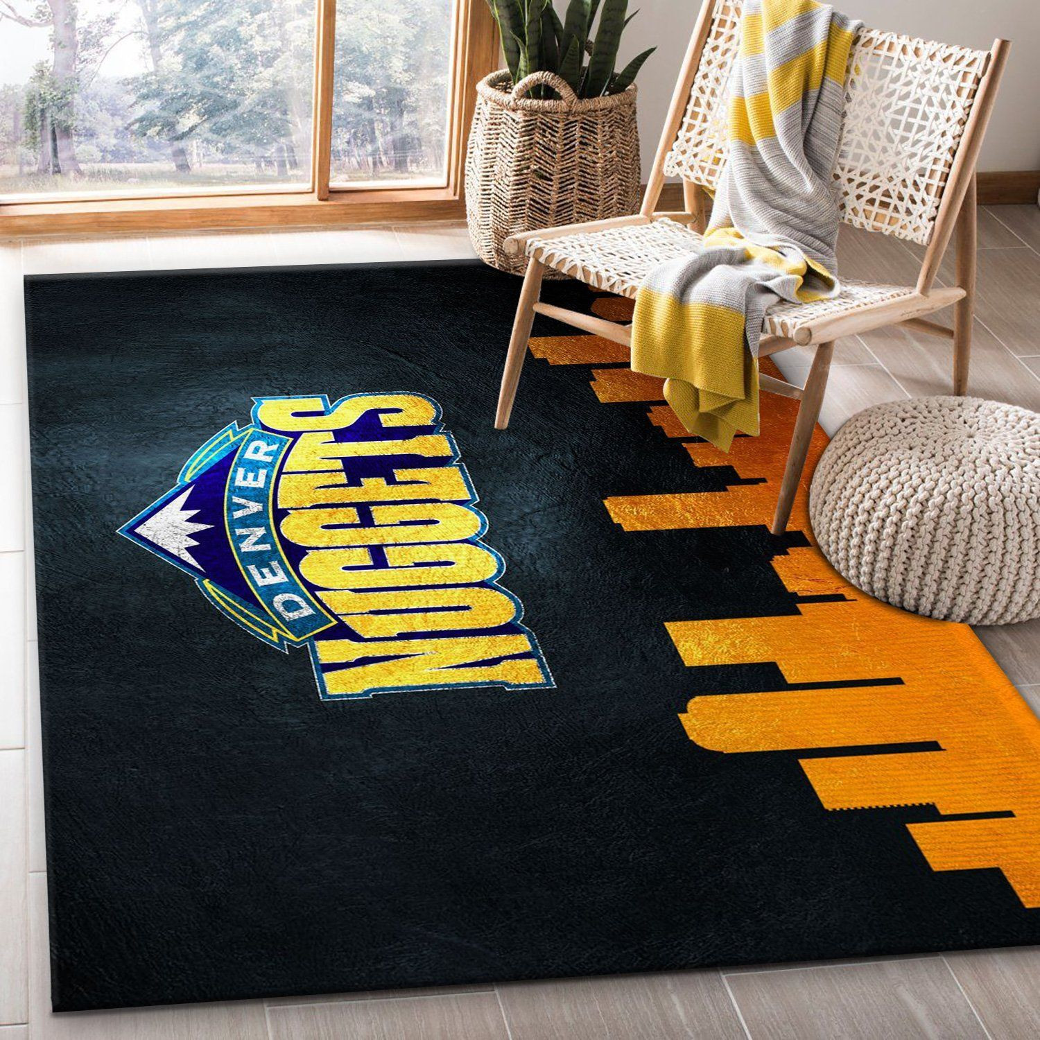 Denver Nuggets Skyline Area Rug For Christmas, Living room and bedroom Rug, Christmas Gift US Decor - Indoor Outdoor Rugs