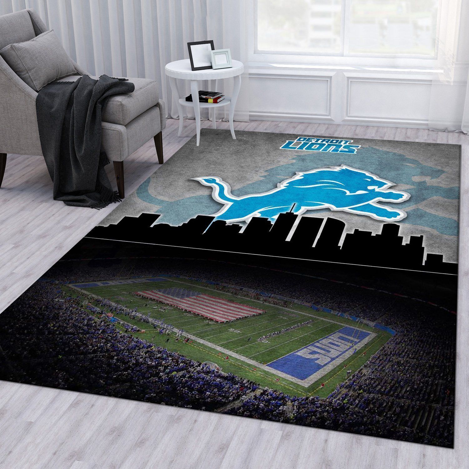 Detroit Lions NFL Rug Bedroom Rug US Gift Decor - Indoor Outdoor Rugs