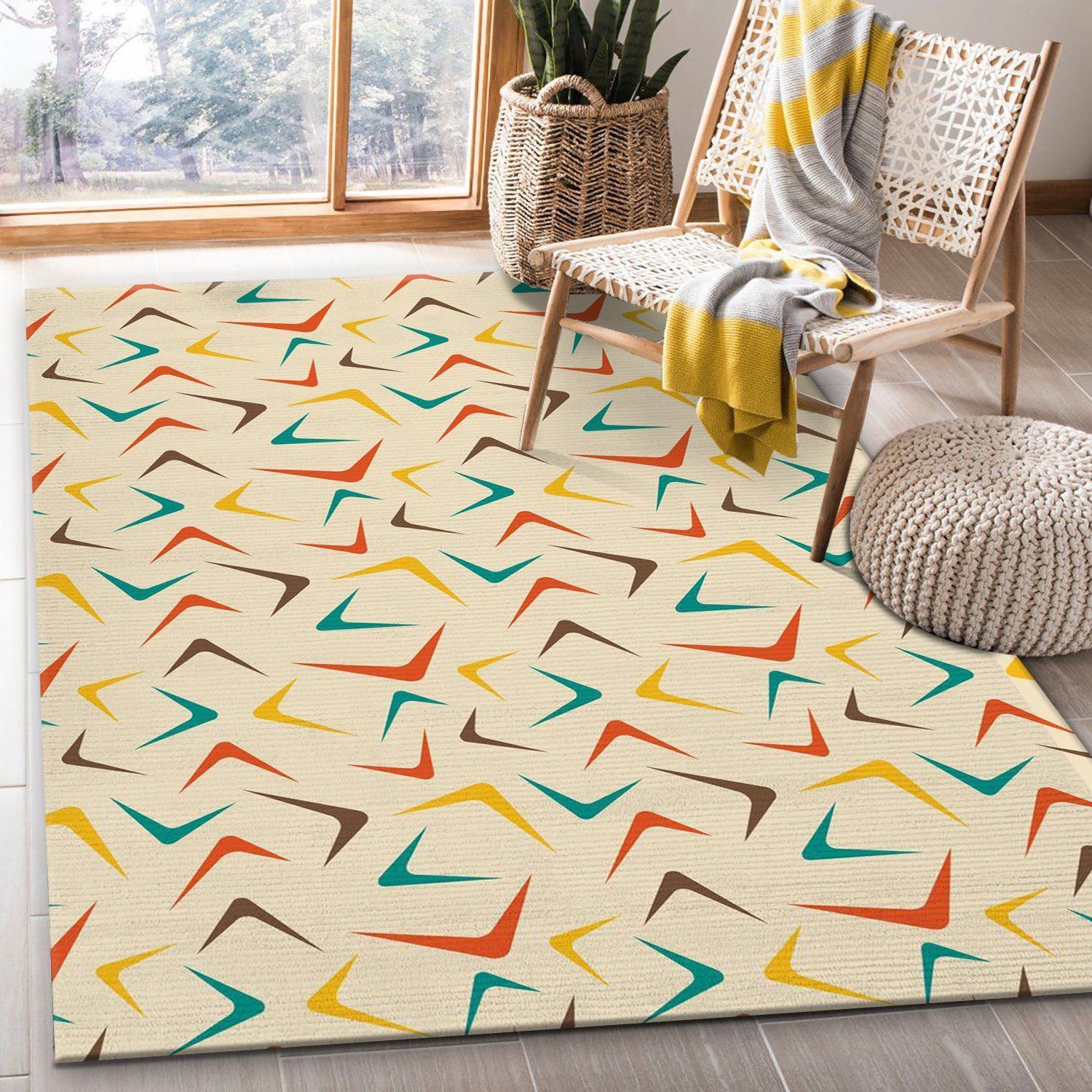 Midcentury Pattern 111 Area Rug, Living room and bedroom Rug, US Gift Decor - Indoor Outdoor Rugs