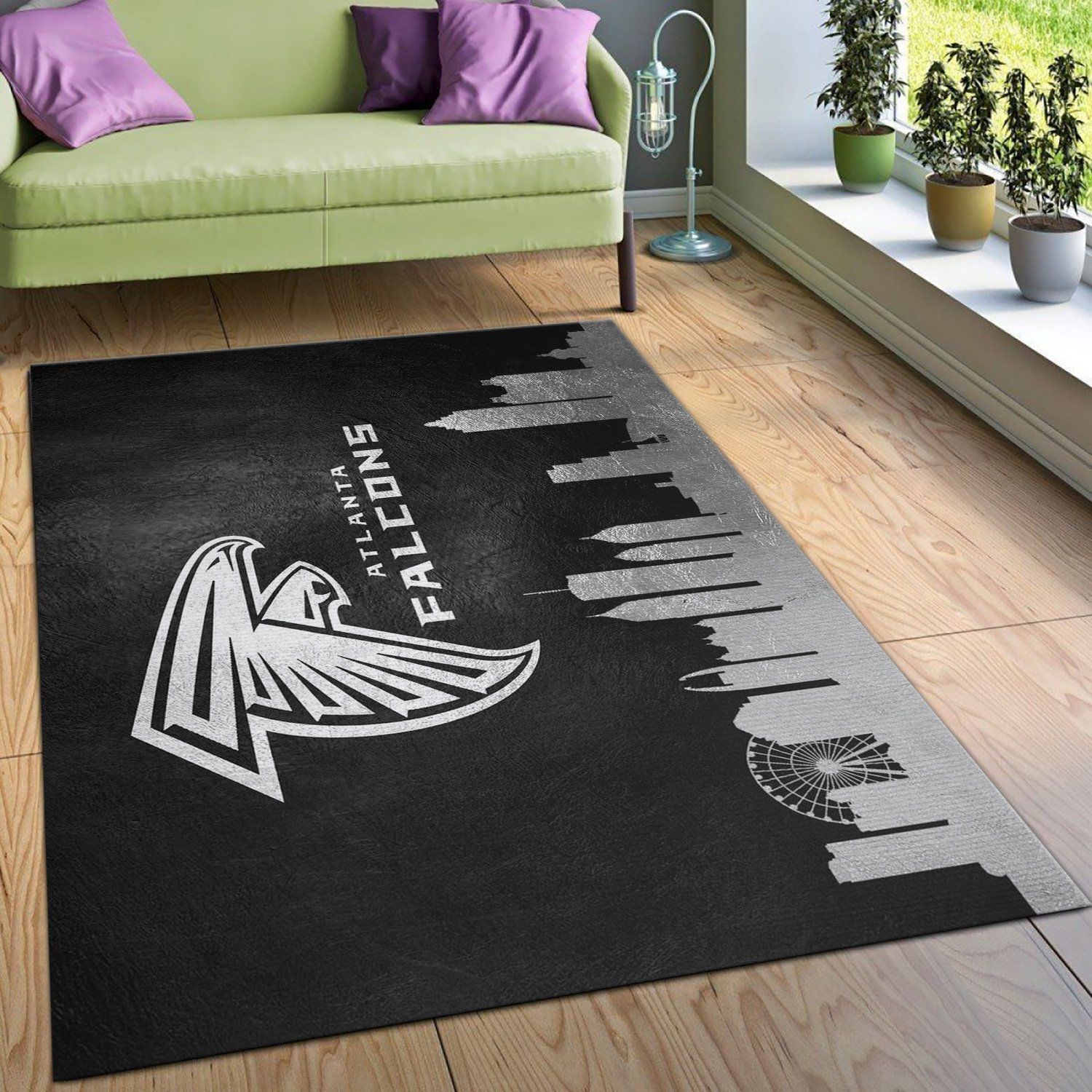 Atlanta Falcons Skyline NFL Area Rug Carpet, Kitchen Rug, Christmas Gift US Decor - Indoor Outdoor Rugs