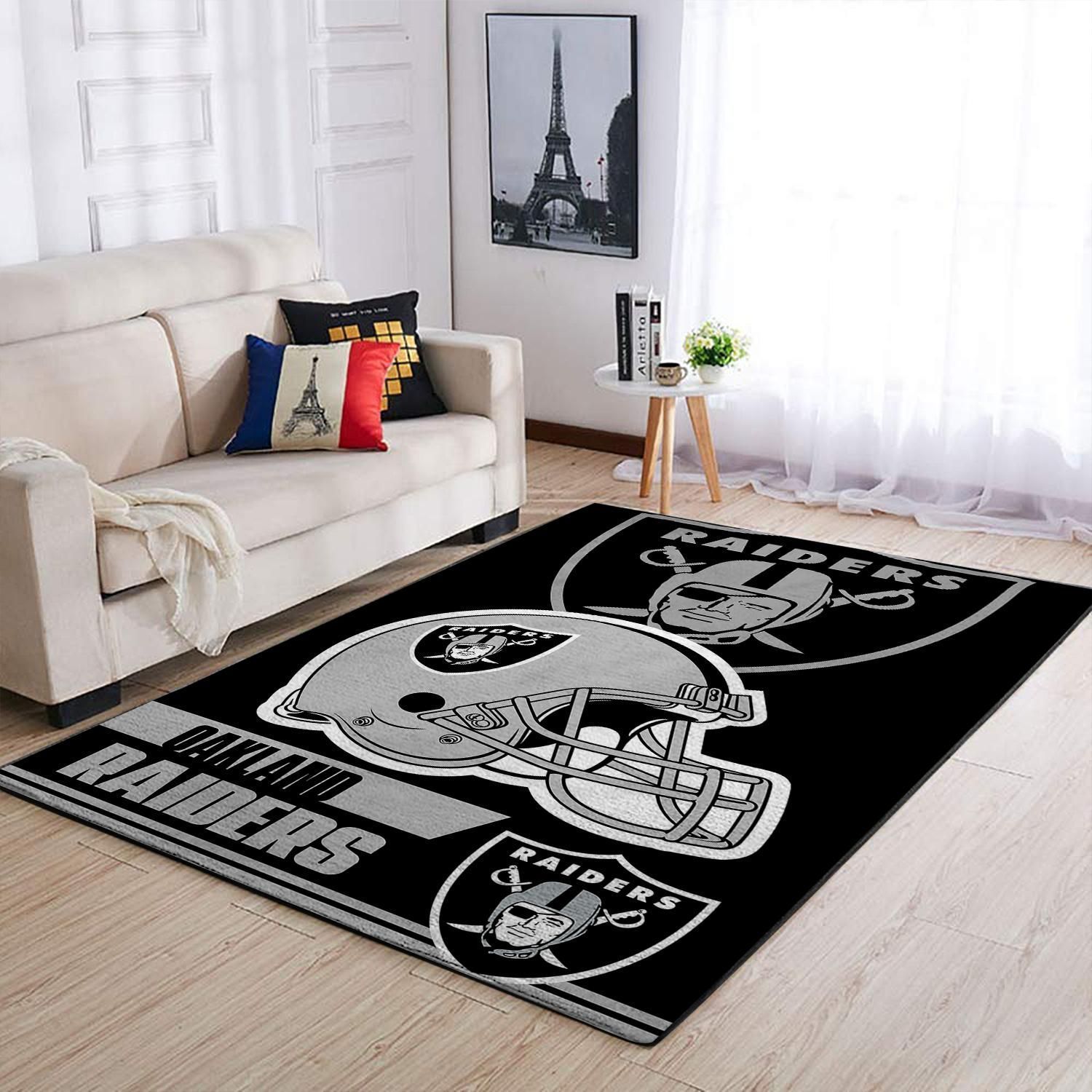 Oakland Raiders Nfl Team Logo Helmet Nice Gift Home Decor Rectangle Area Rug - Indoor Outdoor Rugs