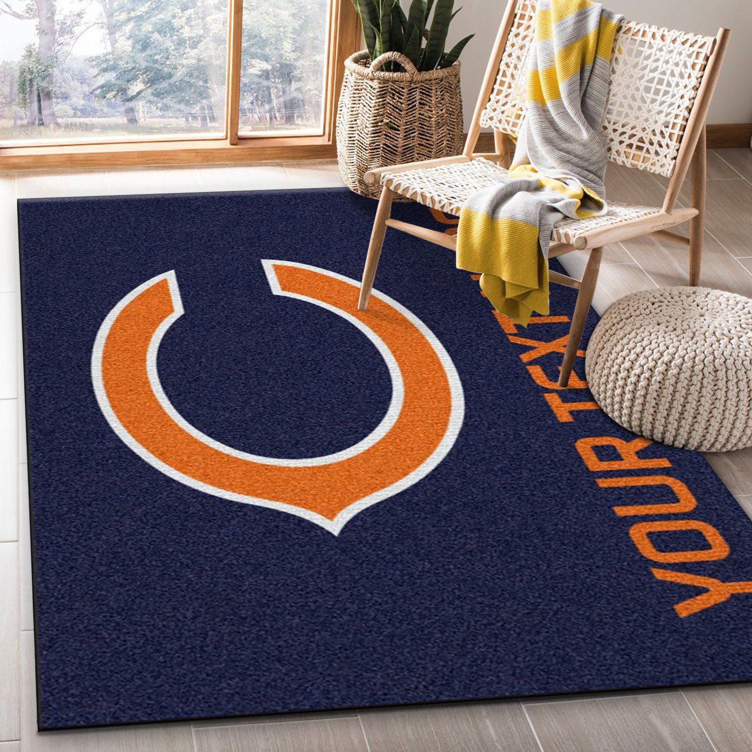 Customizable Chicago Bears Personalized Accent Rug NFL Area Rug For Christmas, Living room and bedroom Rug, Christmas Gift US Decor - Indoor Outdoor Rugs