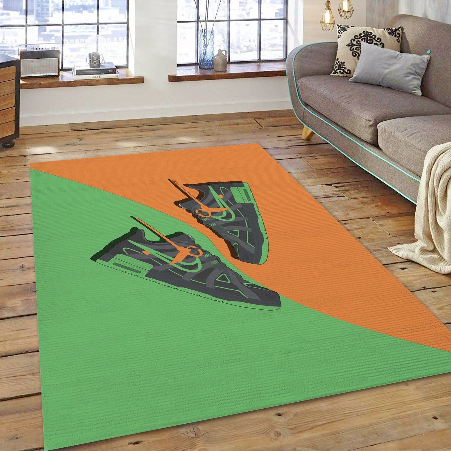 Off Green Sneakers , Bedroom Rug - Home Decor  Floor Decor - Indoor Outdoor Rugs