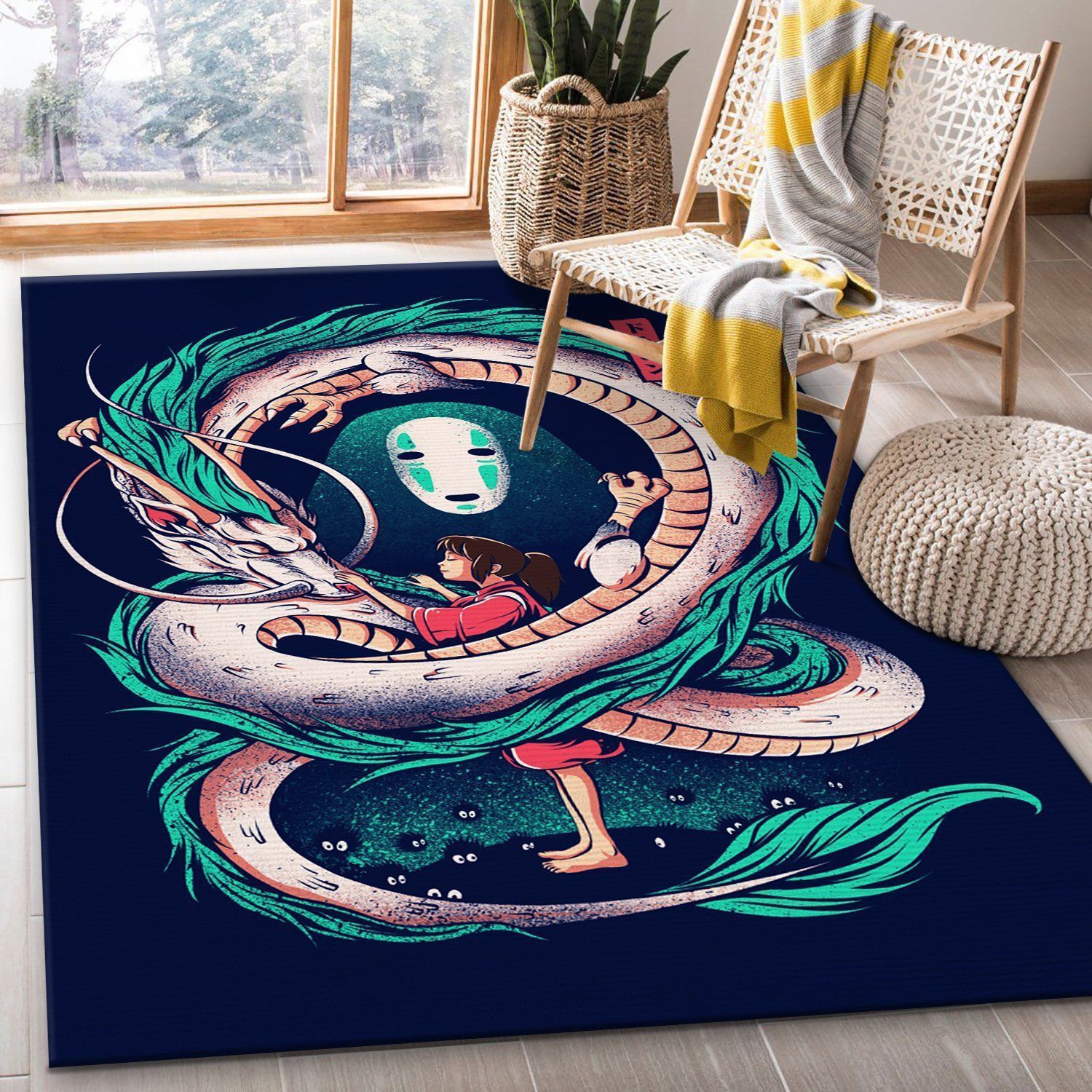 Ghibli Studio No Face Spirited Away Carpet Area Rug Home Decor Bedroom Living Room Decor - Indoor Outdoor Rugs