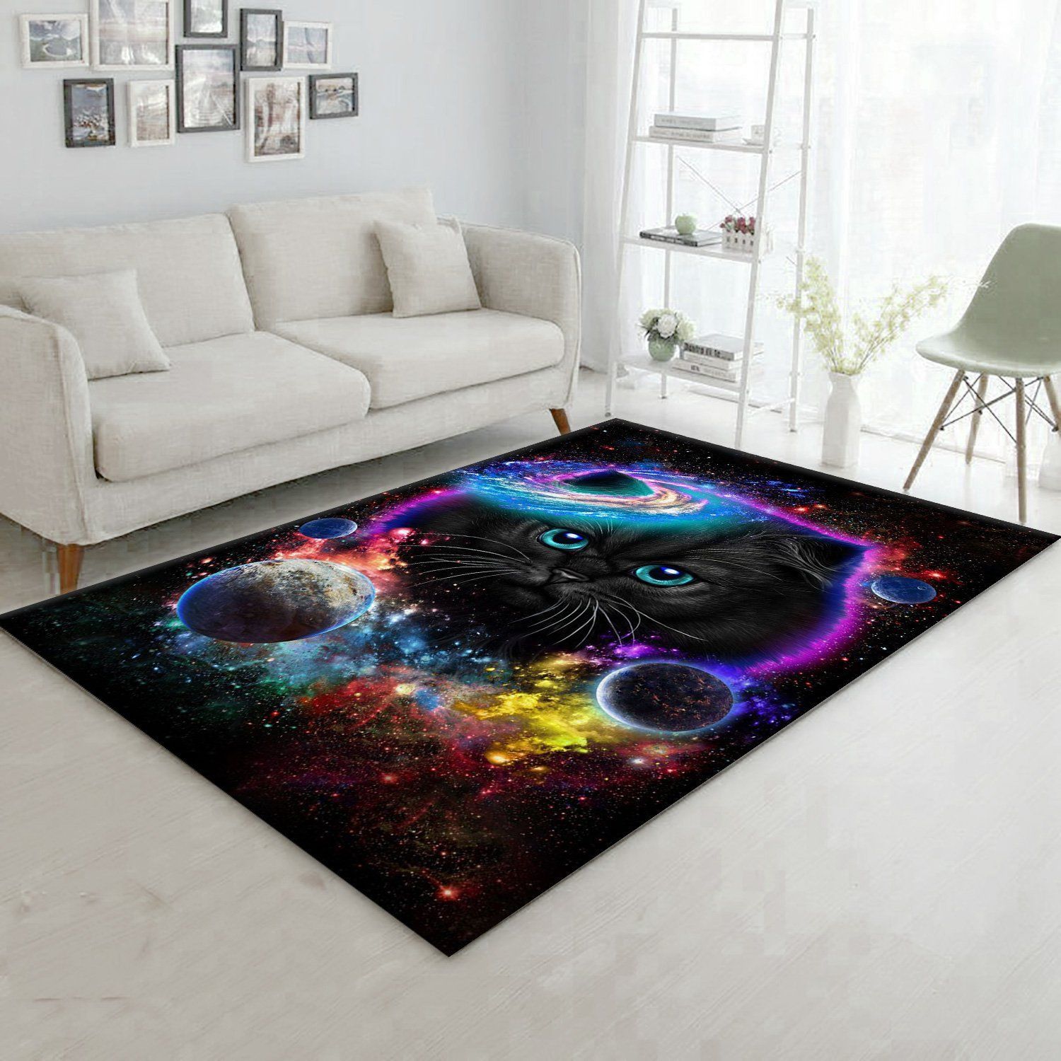 Cat In Galaxy Space Cosmos Area Rug Carpet Bedroom Home Decor Floor Decor - Indoor Outdoor Rugs