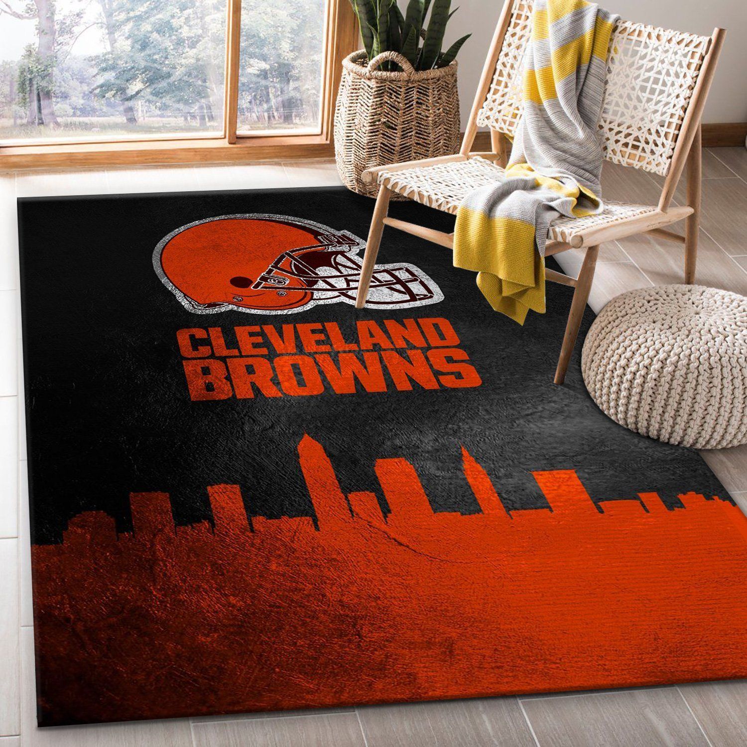 Cleveland Browns Skyline NFL Team Logos Area Rug, Living Room Rug, Family Gift US Decor - Indoor Outdoor Rugs