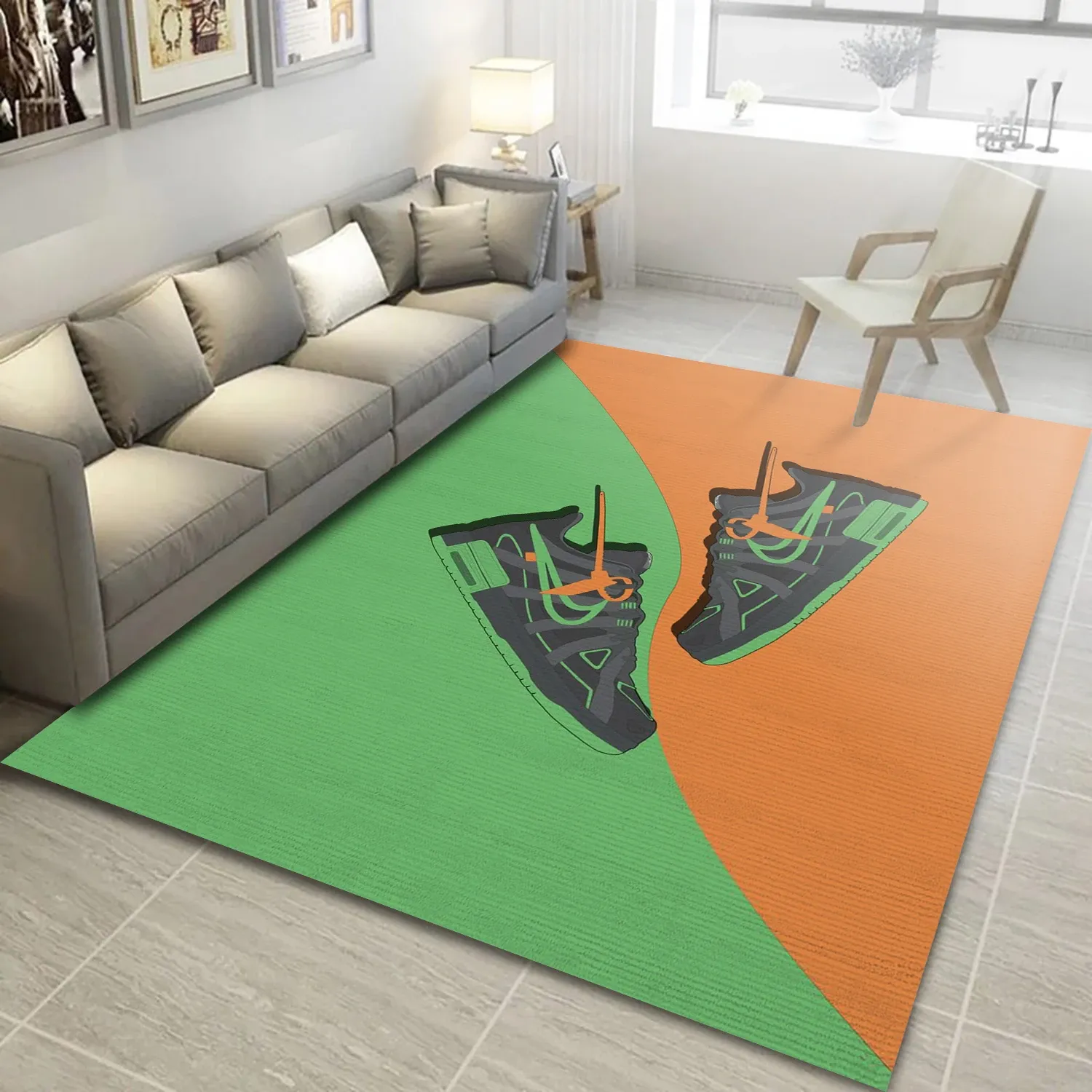 Off Green Sneakers , Bedroom Rug - Home Decor  Floor Decor - Indoor Outdoor Rugs