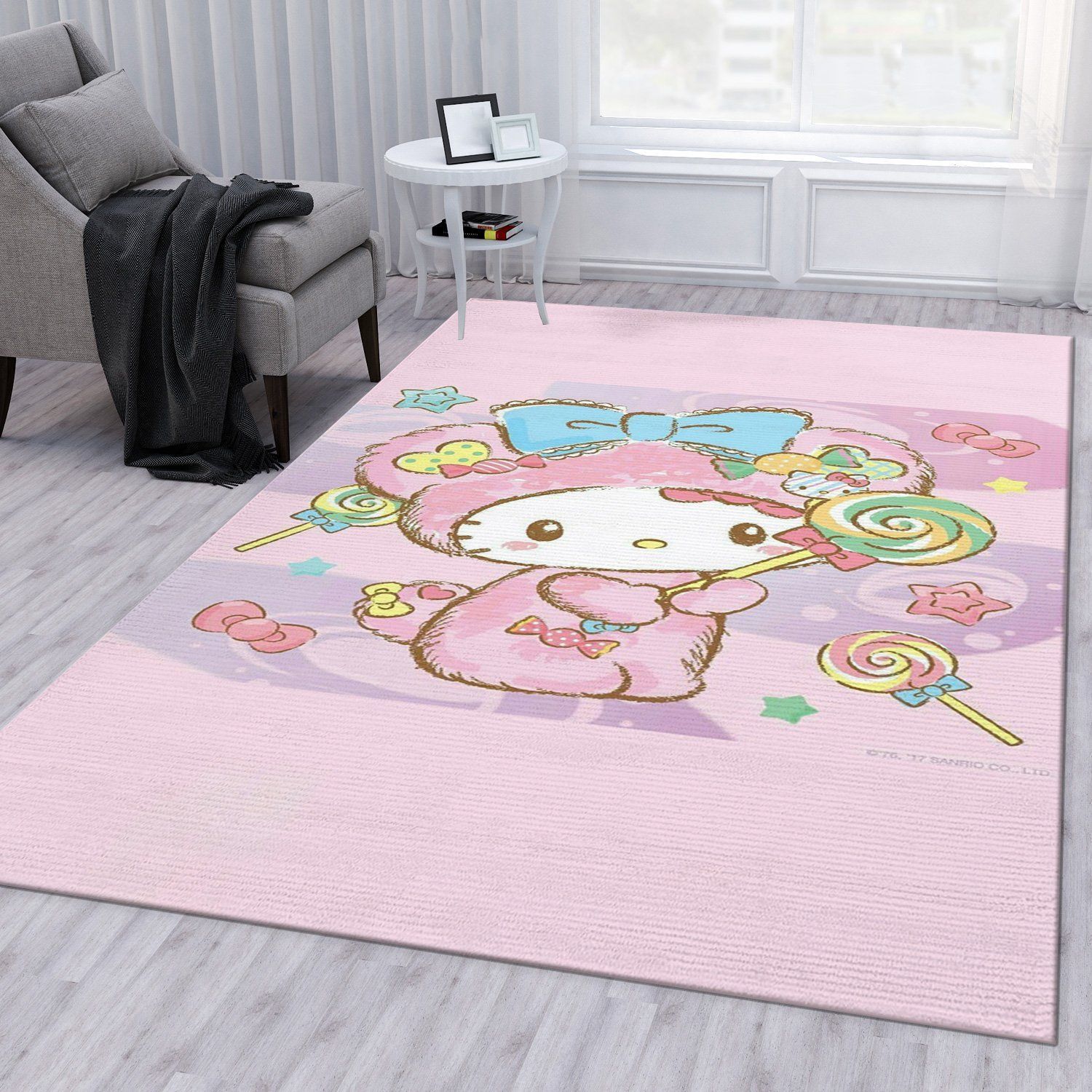 Hello Kitty Pink 1 Area Rug Bedroom Rug Home US Decor - Indoor Outdoor Rugs